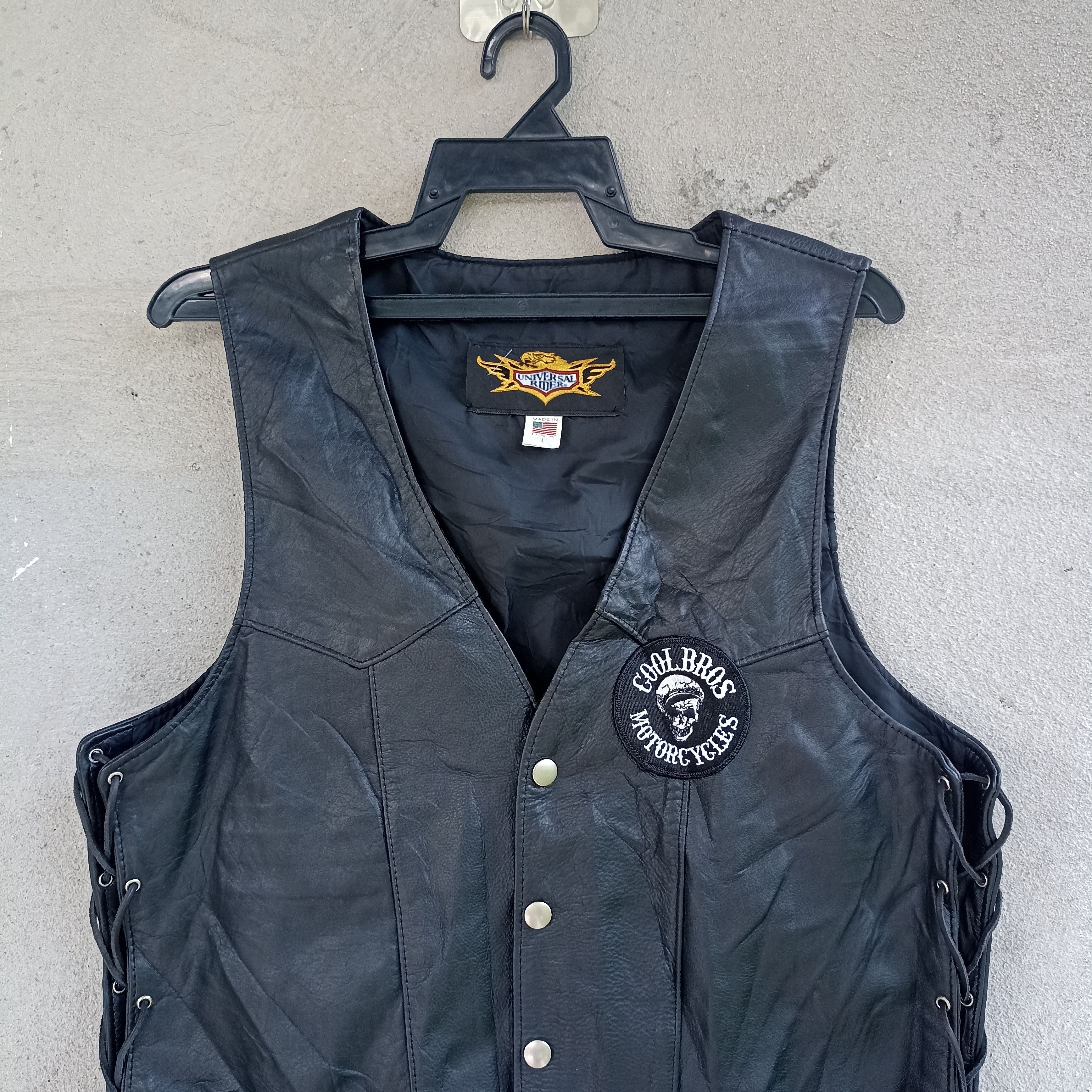 Leather CoolBros Motorcycle Skull Leather Black Vest Size US L / EU 52-54 / 3 - 3 Thumbnail