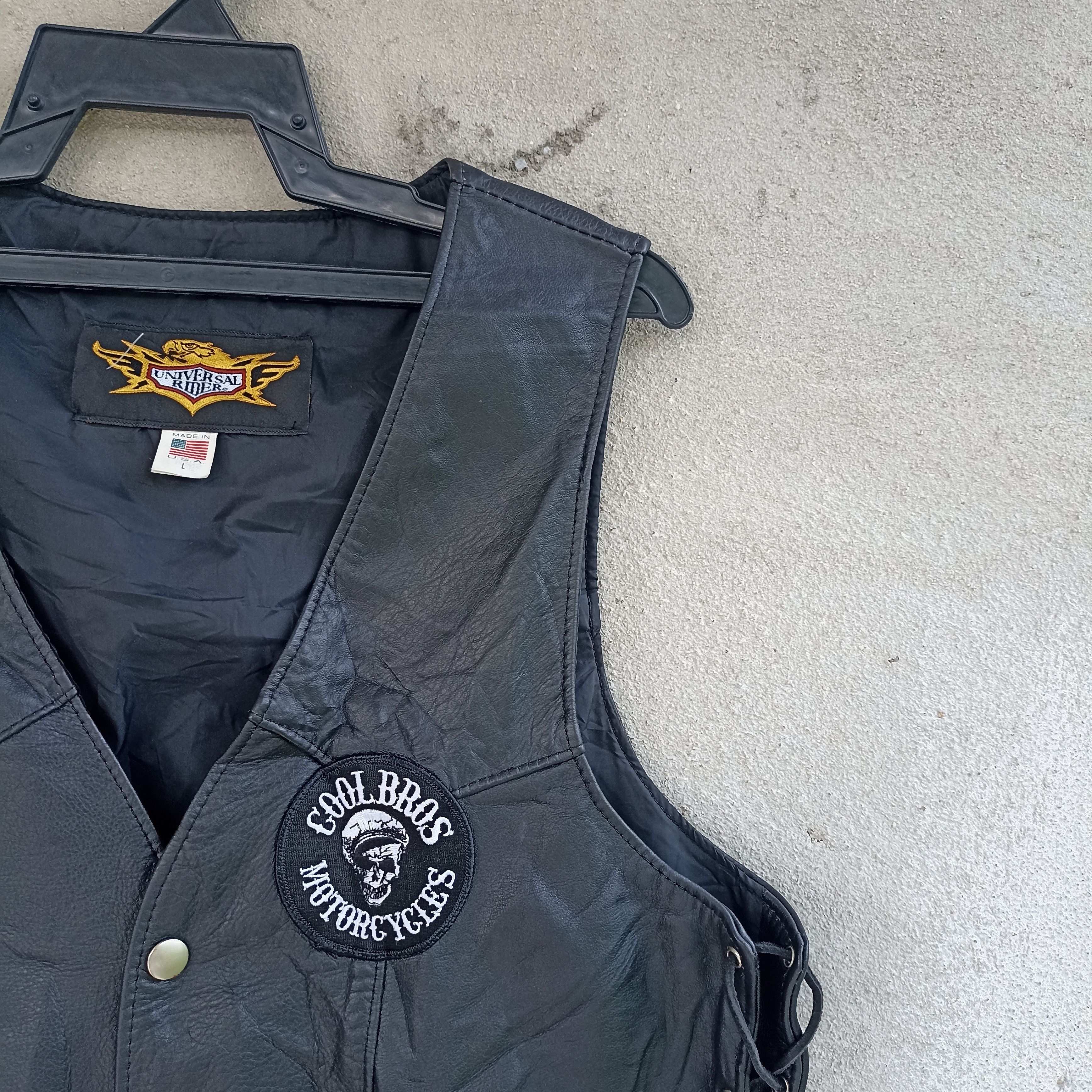 Leather CoolBros Motorcycle Skull Leather Black Vest Size US L / EU 52-54 / 3 - 6 Thumbnail