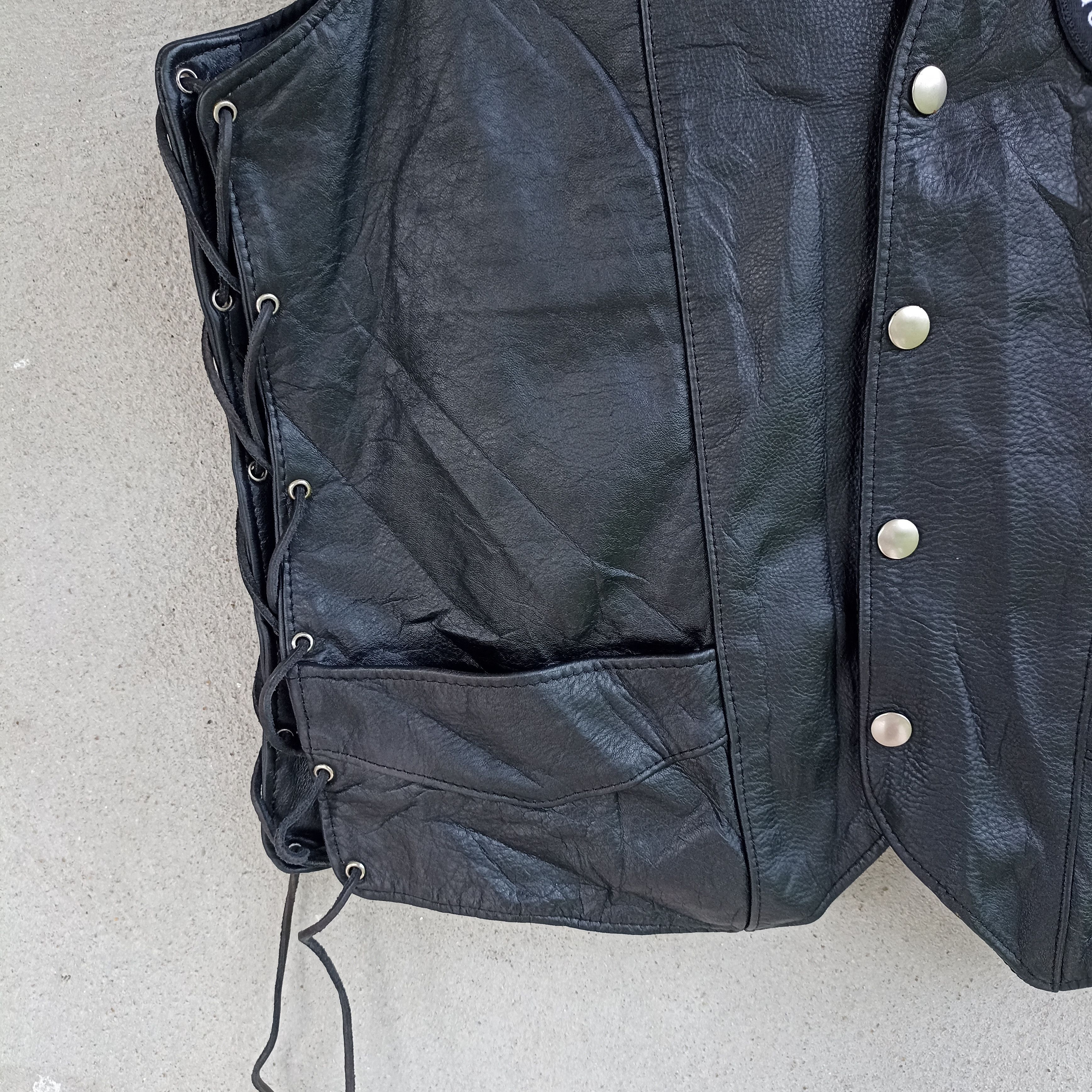 Leather CoolBros Motorcycle Skull Leather Black Vest Size US L / EU 52-54 / 3 - 7 Thumbnail