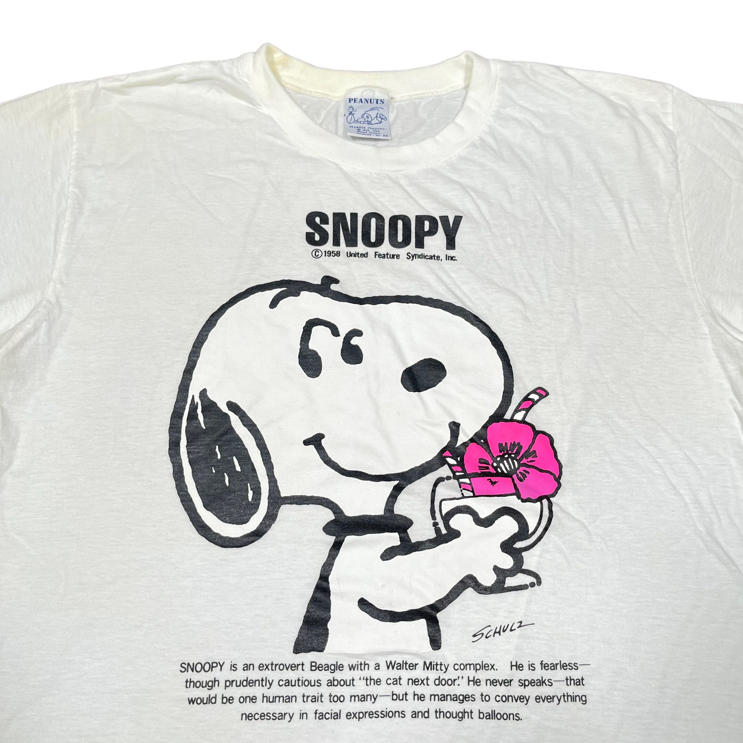 image of Grail x Peanuts 1958S Snoopy Peanuts True Vintage T Shirt in White, Men's (Size Medium)