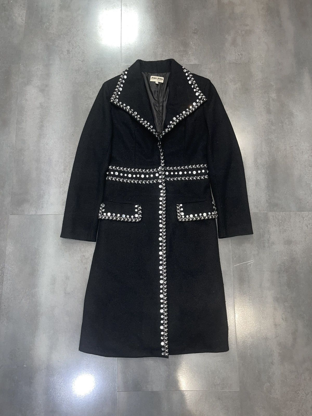 Miu Miu Miu Miu Crystal Embroidered Vintage Long Coat Size XS / US 0-2 / IT 36-38 - 1 Thumbnail