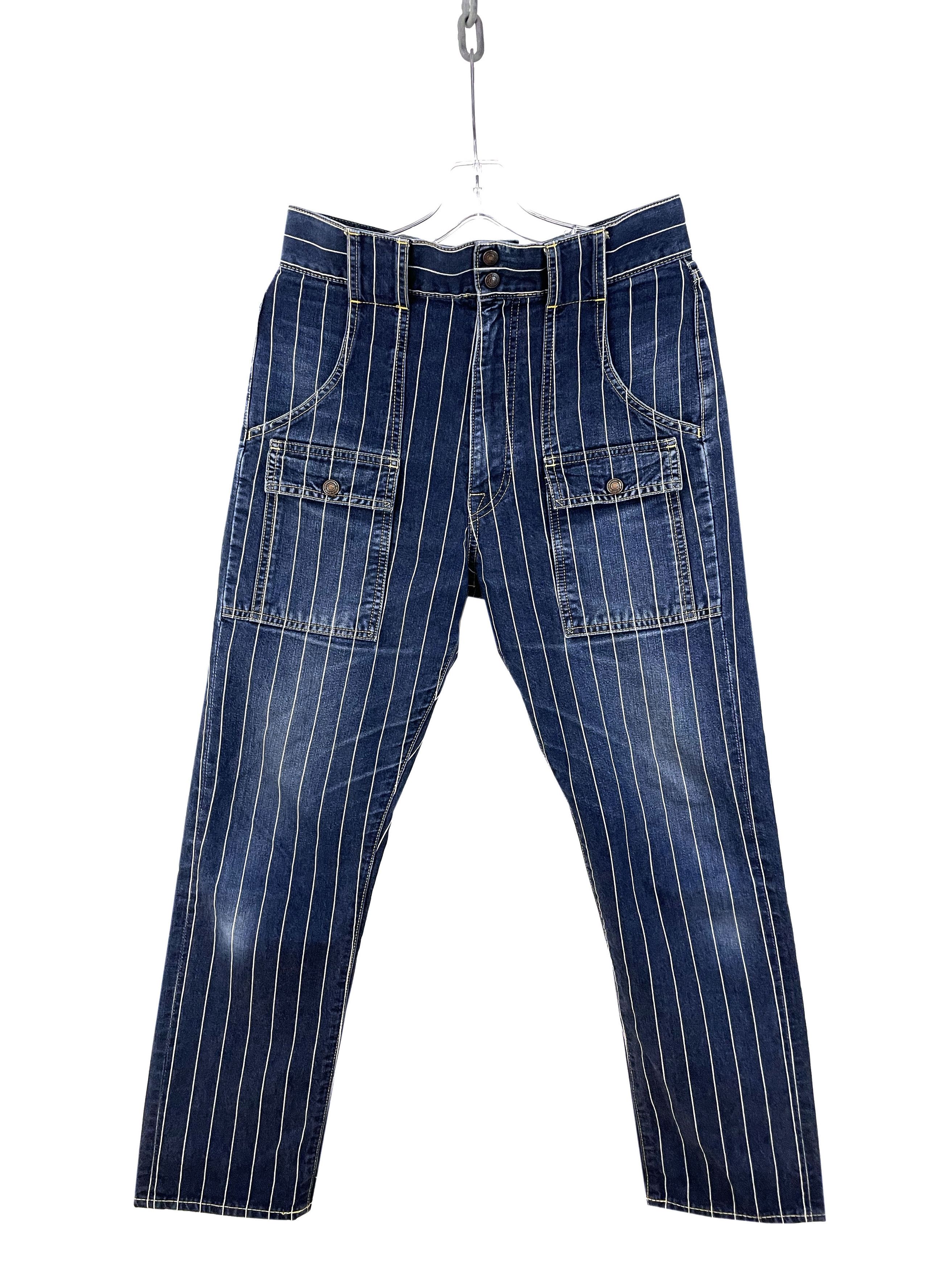 image of Kapital Striped Pocket Denim in Blue, Men's (Size 31)