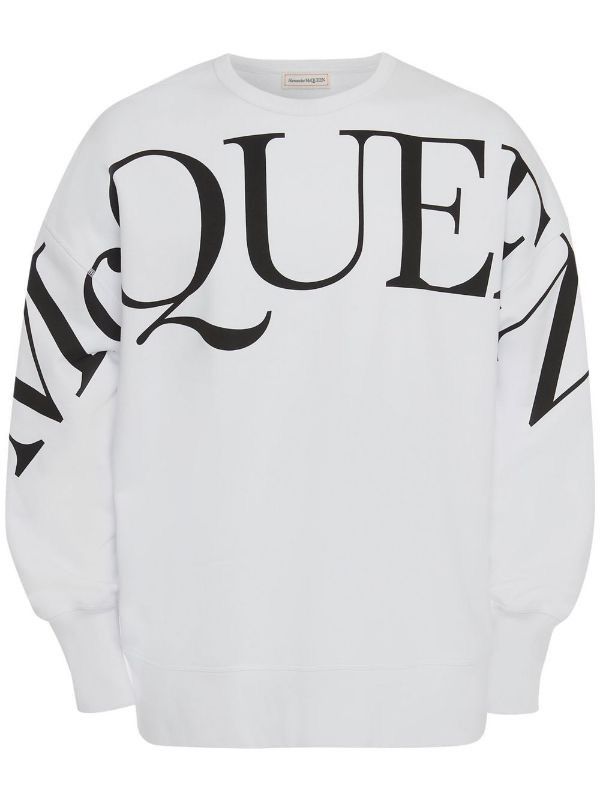 image of Alexander Mcqueen Logo Crewneck Sweatshirt in White, Men's (Size Medium)