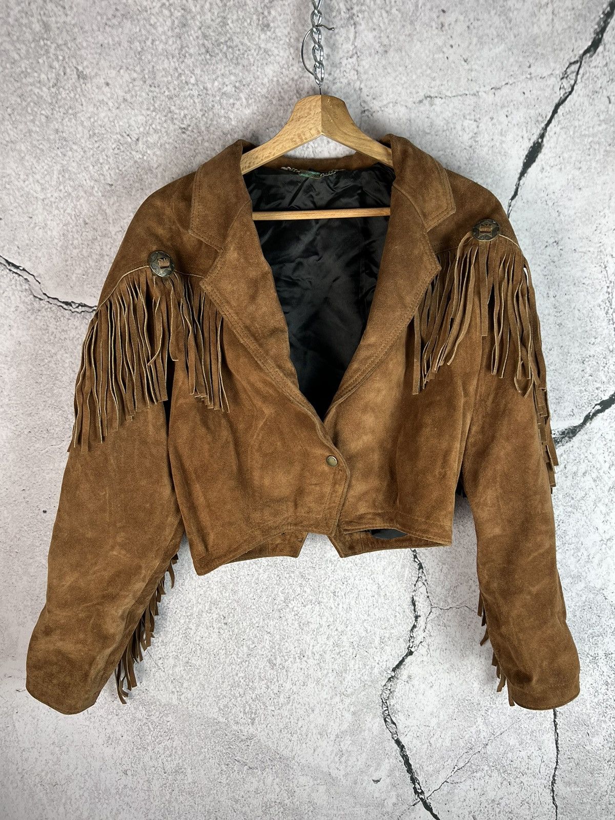 image of Vintage 90's Avant Garde Leather Jacket in Brown, Women's (Size XS)