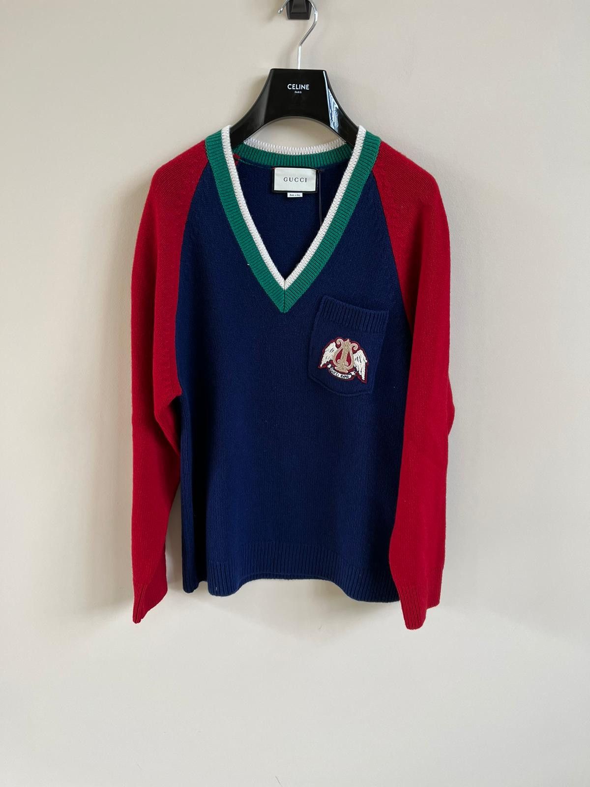 image of Gucci Sweater In Blue & Red Color in Blue/Red, Men's (Size Medium)