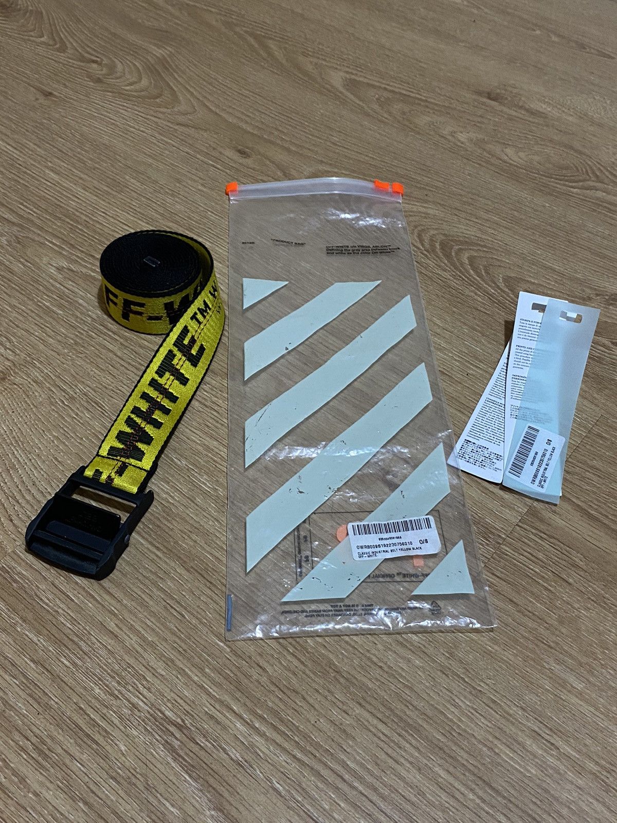 Off white belt outlet tag