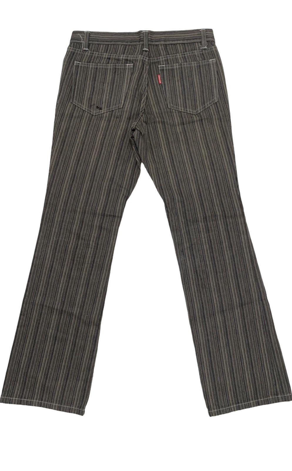image of Tornado Mart Flare Denim Stripes Pants in Brown, Men's (Size 28)