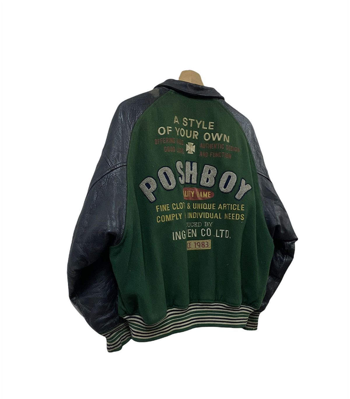 Vintage Vtg🔥Posh Boy Embroidery Patch Varsity Sleeve Leather Jacket Size US L / EU 52-54 / 3 - 15 Thumbnail
