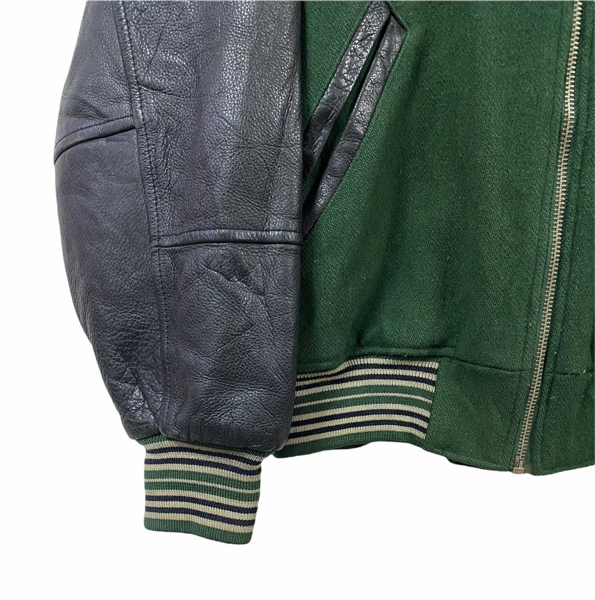 Vintage Vtg🔥Posh Boy Embroidery Patch Varsity Sleeve Leather Jacket Size US L / EU 52-54 / 3 - 9 Thumbnail