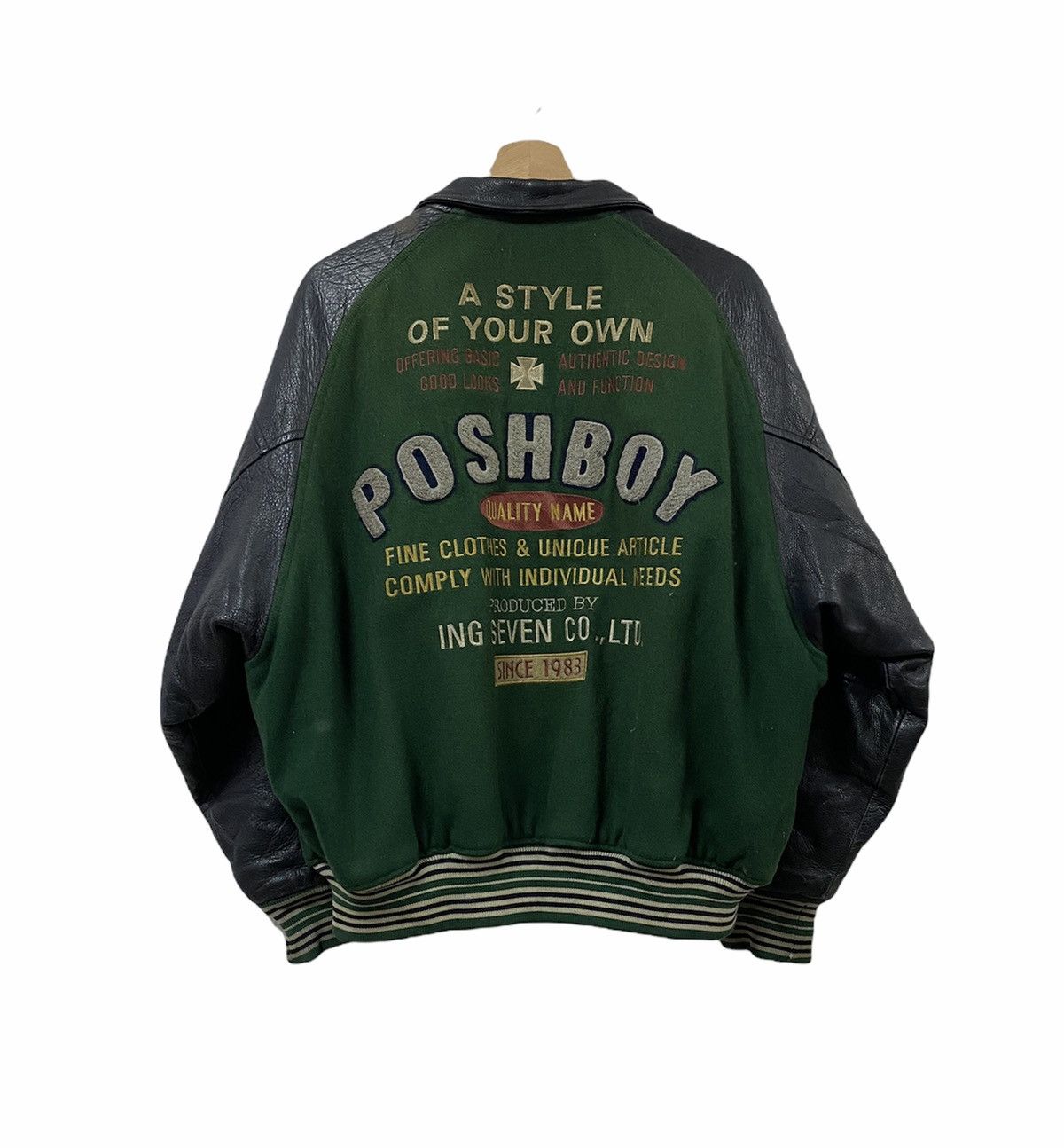 Vintage Vtg🔥Posh Boy Embroidery Patch Varsity Sleeve Leather Jacket Size US L / EU 52-54 / 3 - 3 Thumbnail