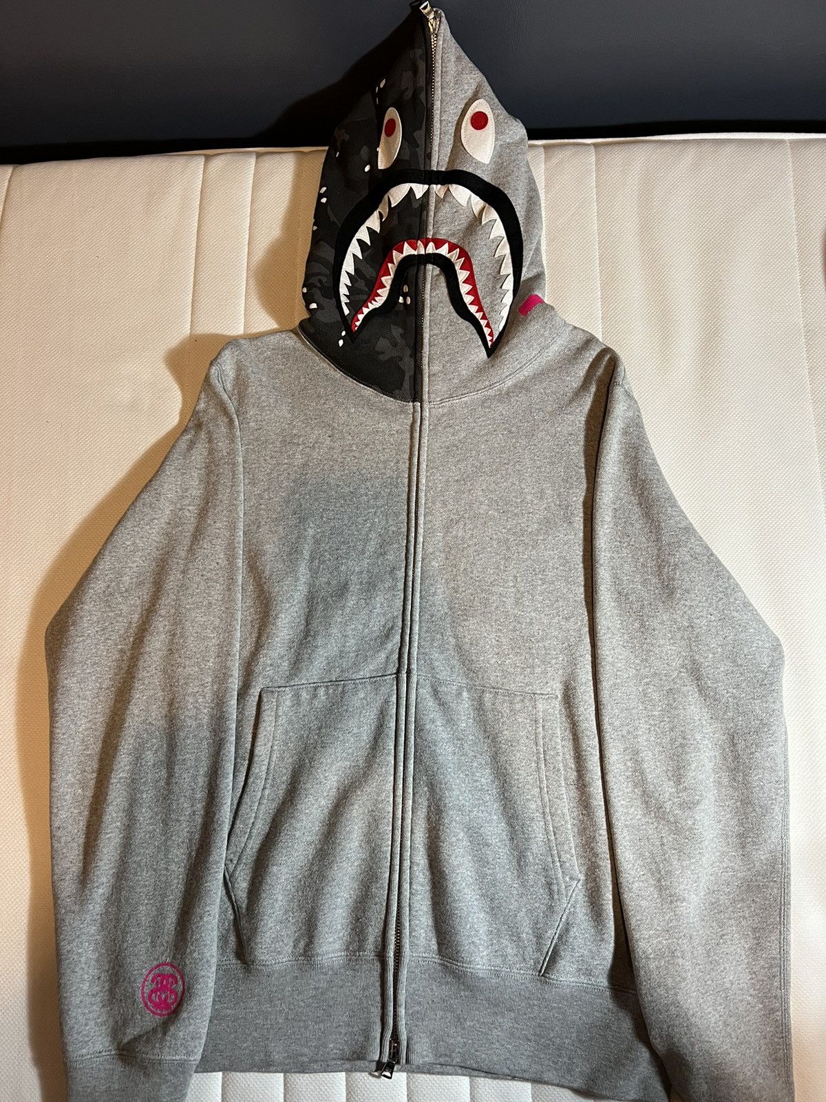 Bape Bape x Stussy Shark Full Zip Hoodie | Grailed