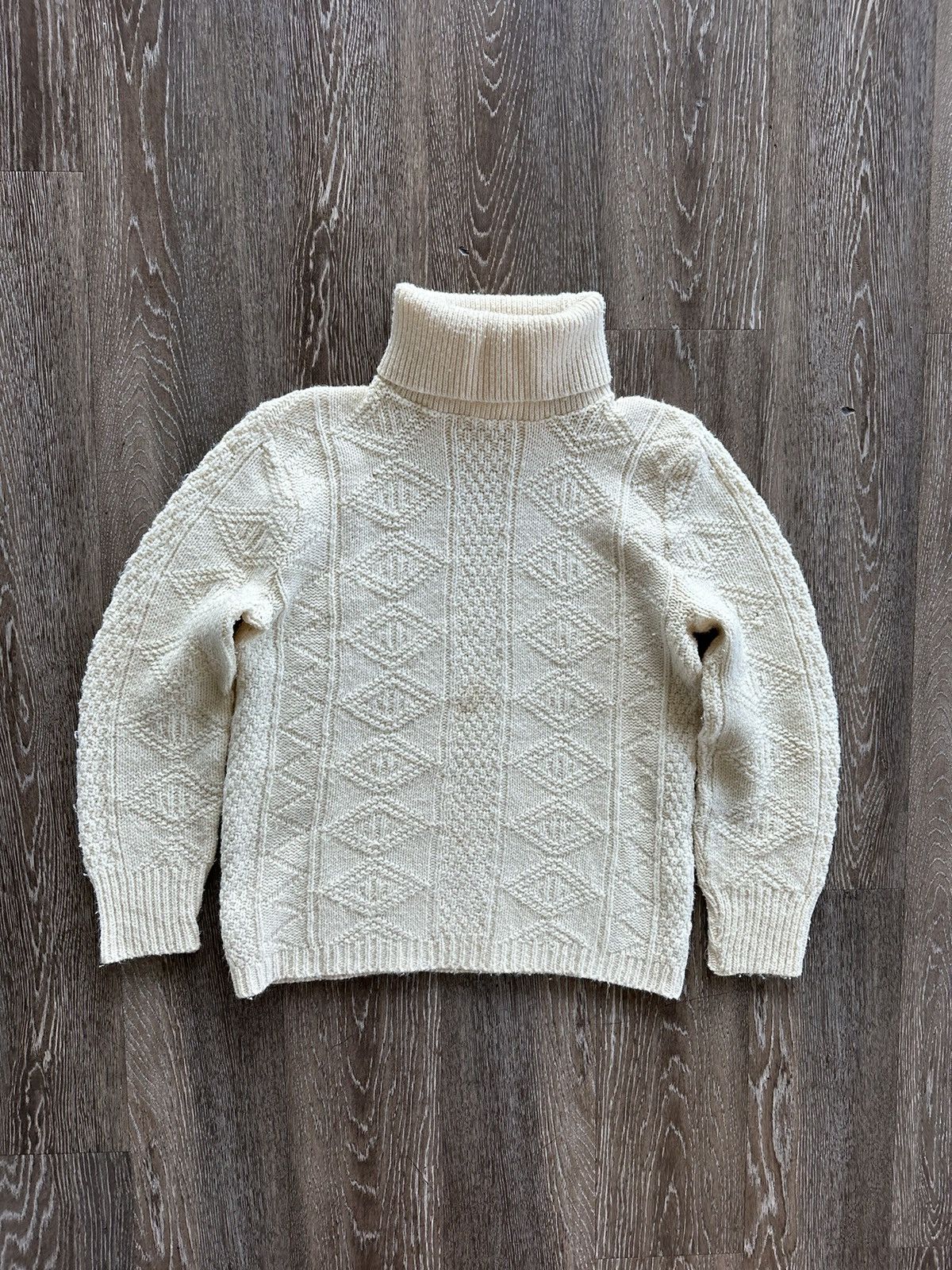 Vintage 1960s Turtle-Neck Knit Patterned Sweater Size US S / EU 44-46 / 1 - 1 Thumbnail
