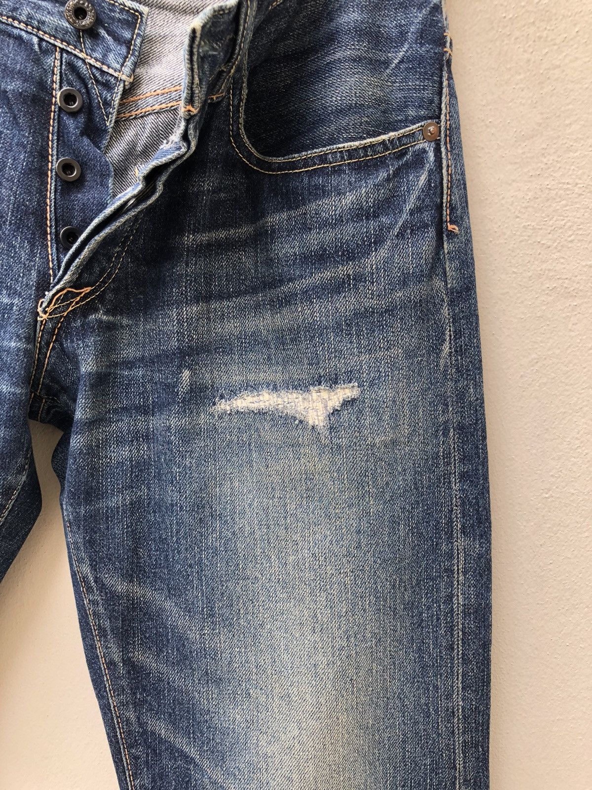Vintage Acoustic Japan Distress Mud Denim Redline Selvedge Jeans Size US 30 / EU 46 - 13 Thumbnail