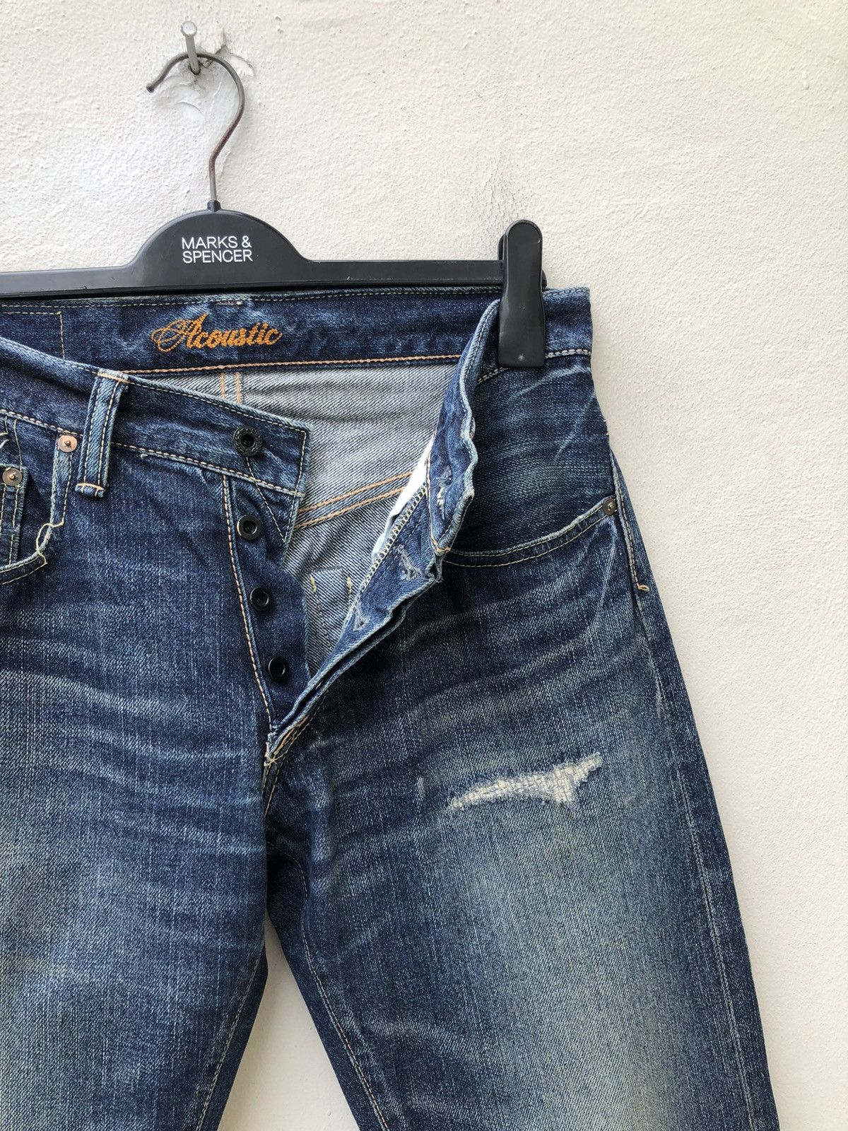 Vintage Acoustic Japan Distress Mud Denim Redline Selvedge Jeans Size US 30 / EU 46 - 10 Thumbnail