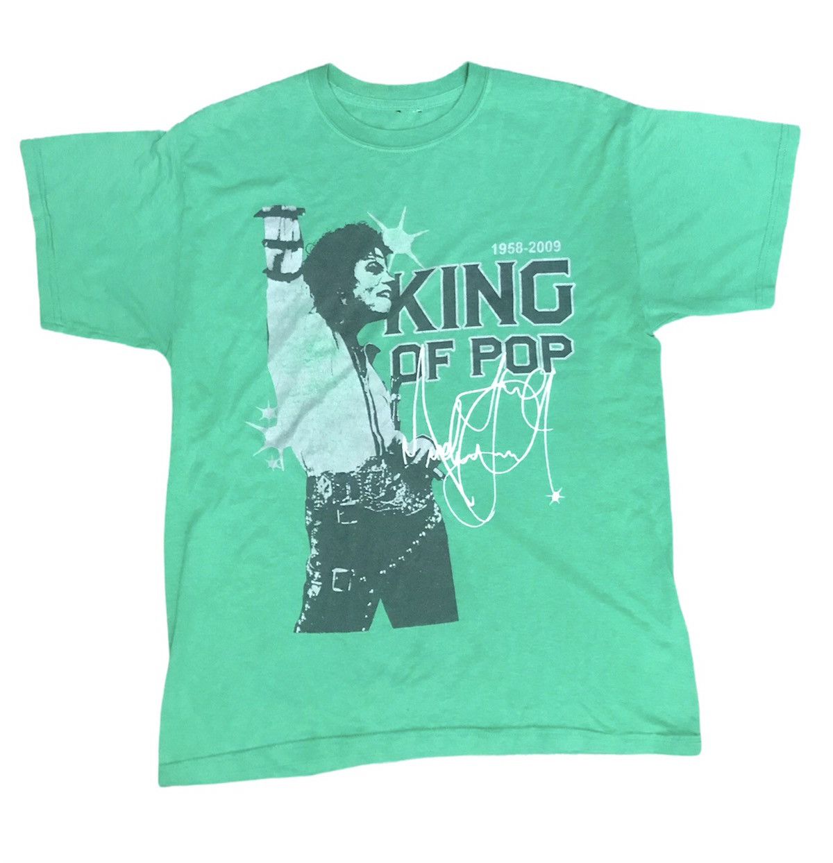 image of Band Tees x Michael Jackson King Of Pop Michael Jackson Y2K Tee in Green, Men's (Size Medium)