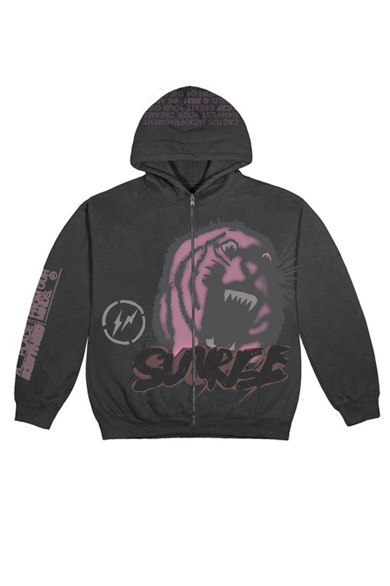 Image of Travis Scott Fragment Sunrise Zip-Up Hoodie Black, Men's (Size Small)