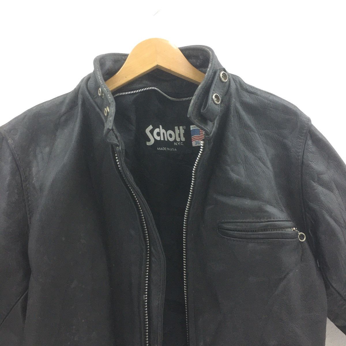 Schott Vintage Schott Leather Jacket Motorcycle Schott NYC Schott Size US S / EU 44-46 / 1 - 1 Thumbnail