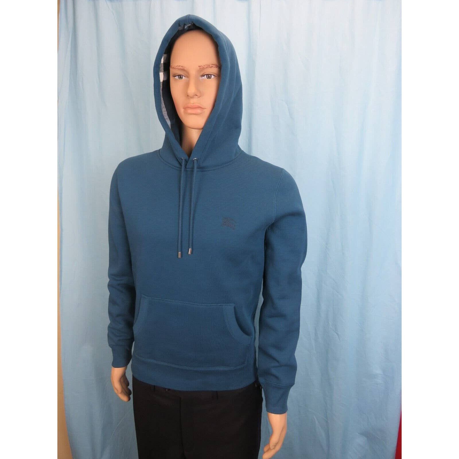 Burberry CLAREDON BLUE COTTON NOVA CHECK LOGO PULLOVER HOODIE L Size US L / EU 52-54 / 3 - 2 Thumbnail