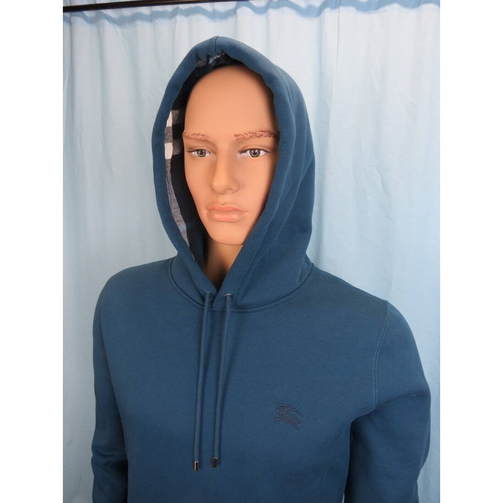 Burberry CLAREDON BLUE COTTON NOVA CHECK LOGO PULLOVER HOODIE L Size US L / EU 52-54 / 3 - 5 Thumbnail
