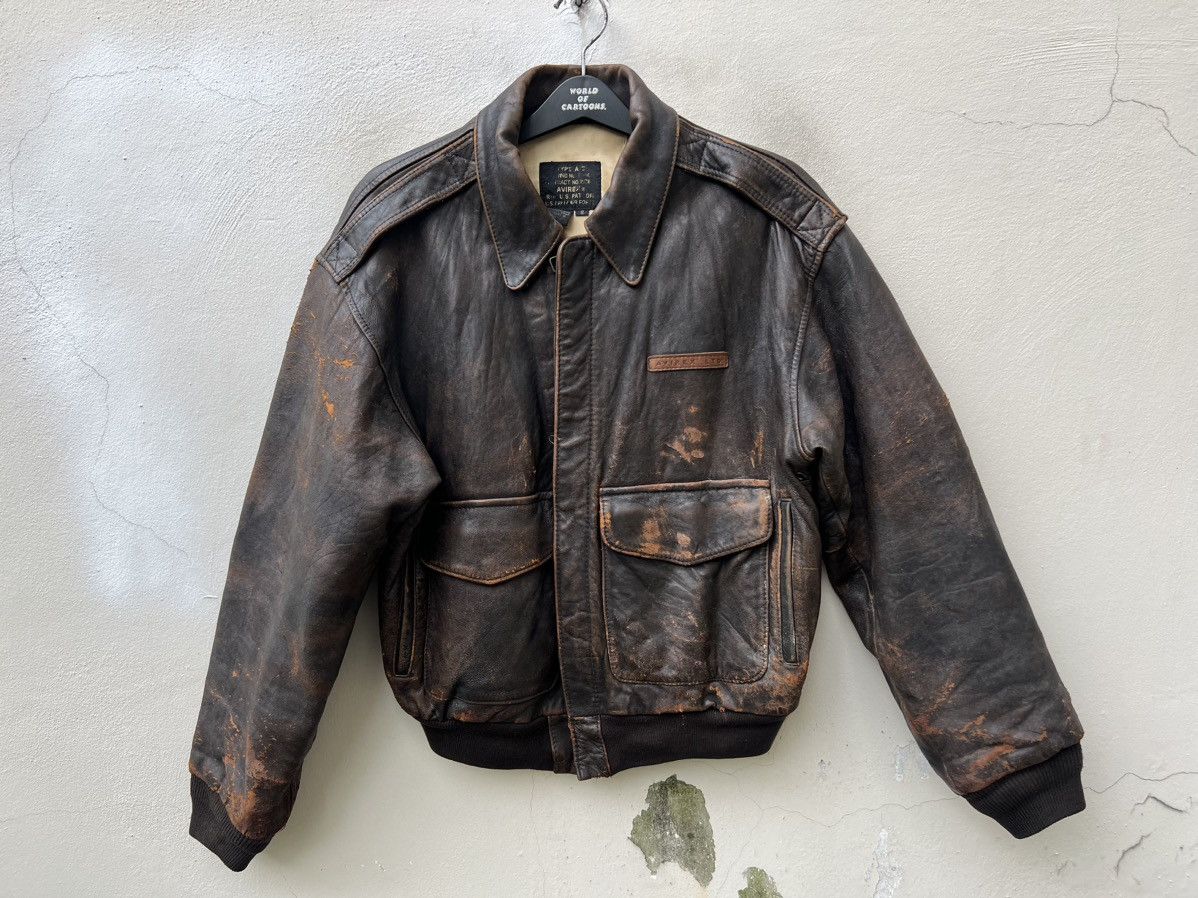 Avirex Trashed Vintage 1991 Avirex Pin-Up Girl A2 Leather Jacket Size US S / EU 44-46 / 1 - 15 Thumbnail