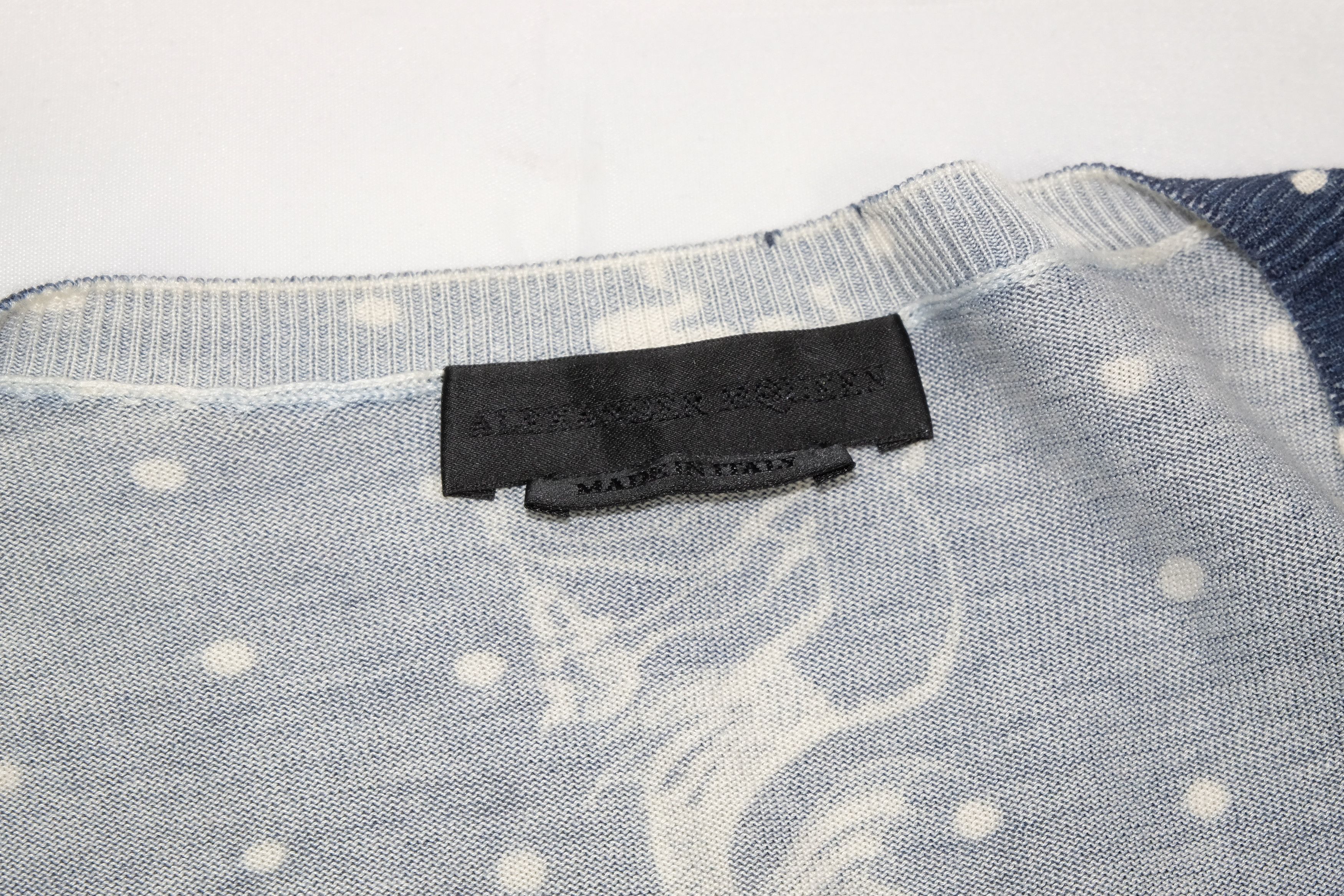 Alexander McQueen Alexander Mcqueen Print Blue Knit Light Thin Aquamarine Size US L / EU 52-54 / 3 - 4 Thumbnail