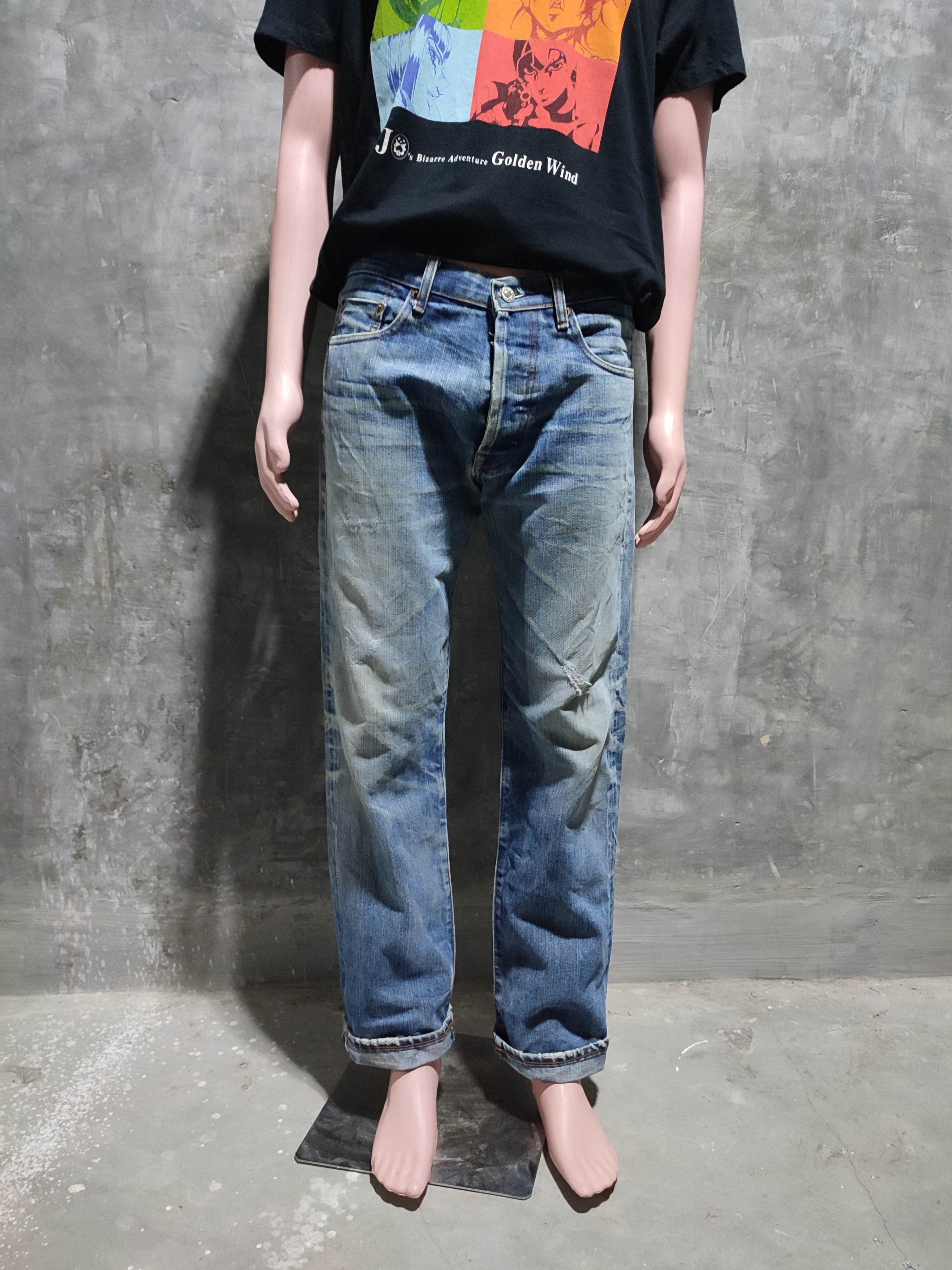 image of Distressed Denim x Levis 501 Big E Selvedge Denim in Blue Jean, Men's (Size 32)