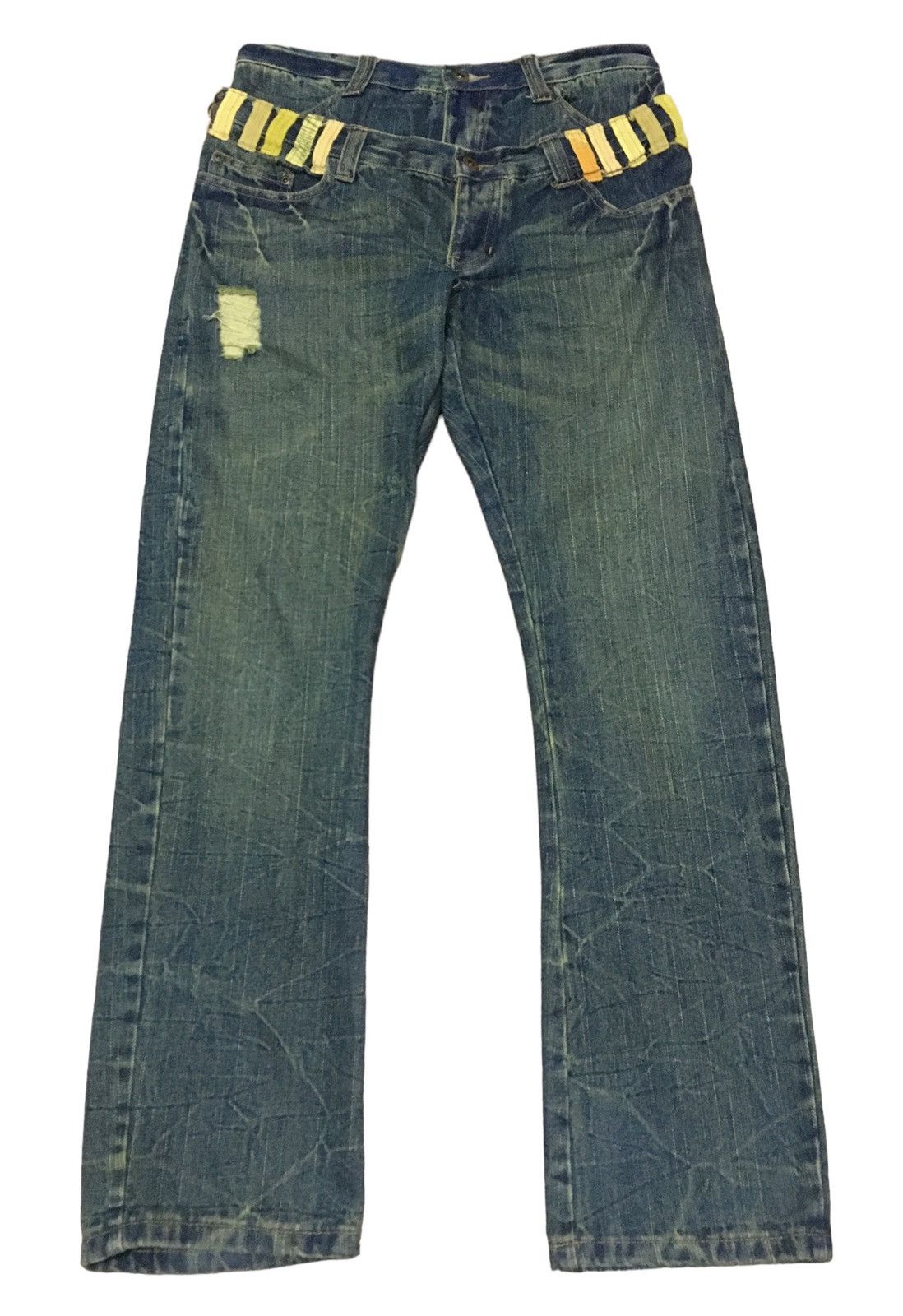 Japanese Brand Rare Design Vintage Japanese Brand Double Waist Jeans 1990s Size US 32 / EU 48 - 1 Thumbnail