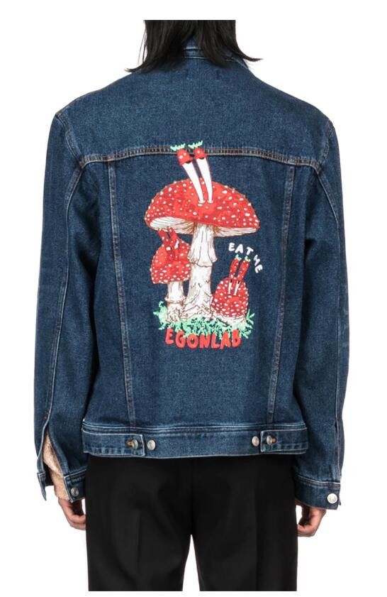 image of Ss23 Egonlab "wonderland" Eat Me Denim Jacket XL in Blue, Men's