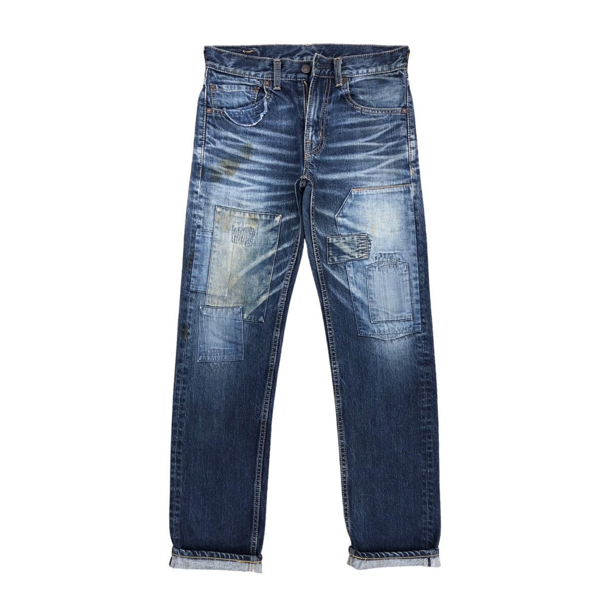 Blue Blue Japan Japanese Indigo Blue H*R* MARKET Patchwork Denim Jeans Size US 29 - 1 Thumbnail