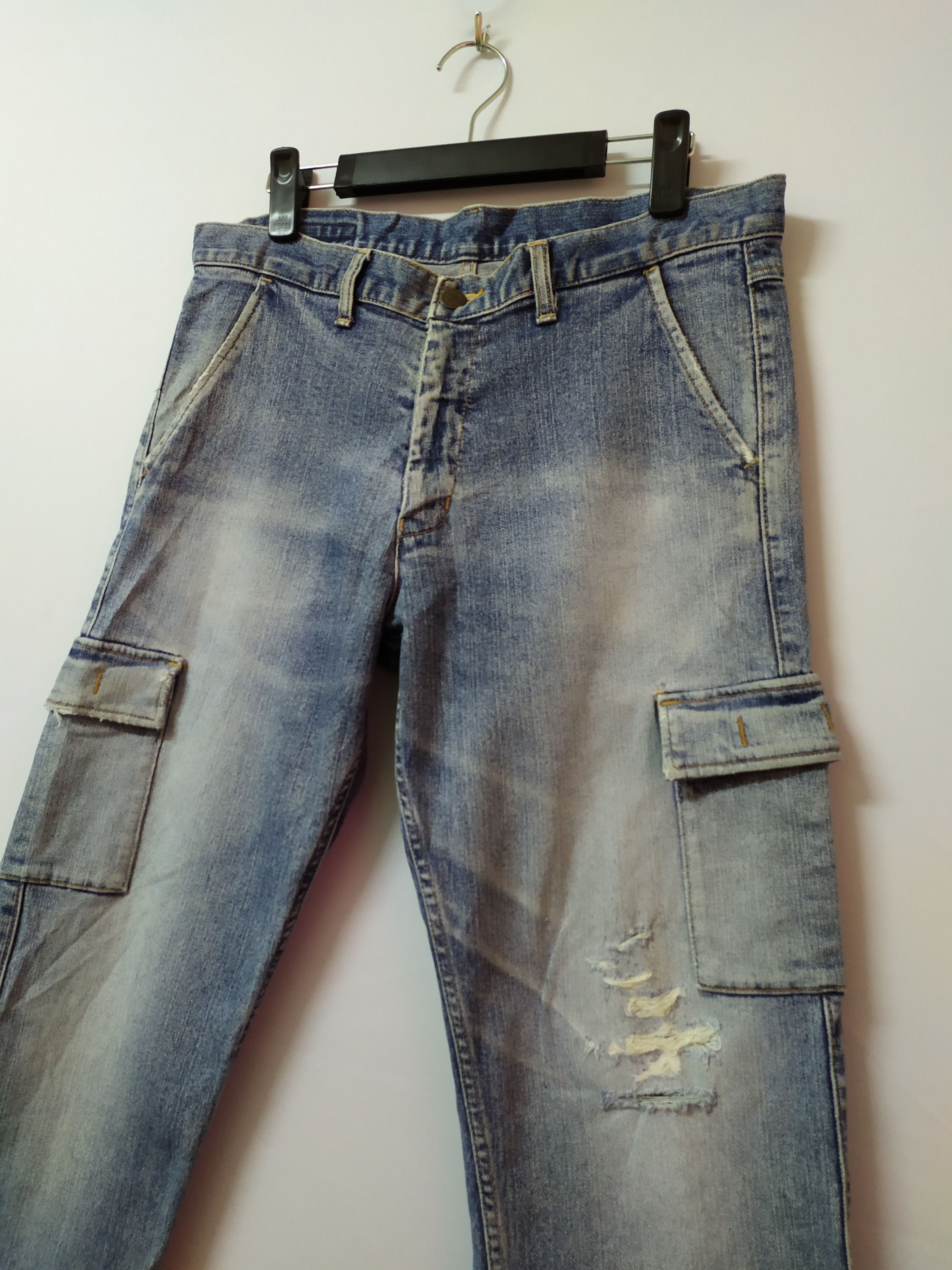 Japanese Brand VINTAGE GL FADED DISTRESSED JEANS CARGO PANTS Size US 32 / EU 48 - 3 Thumbnail