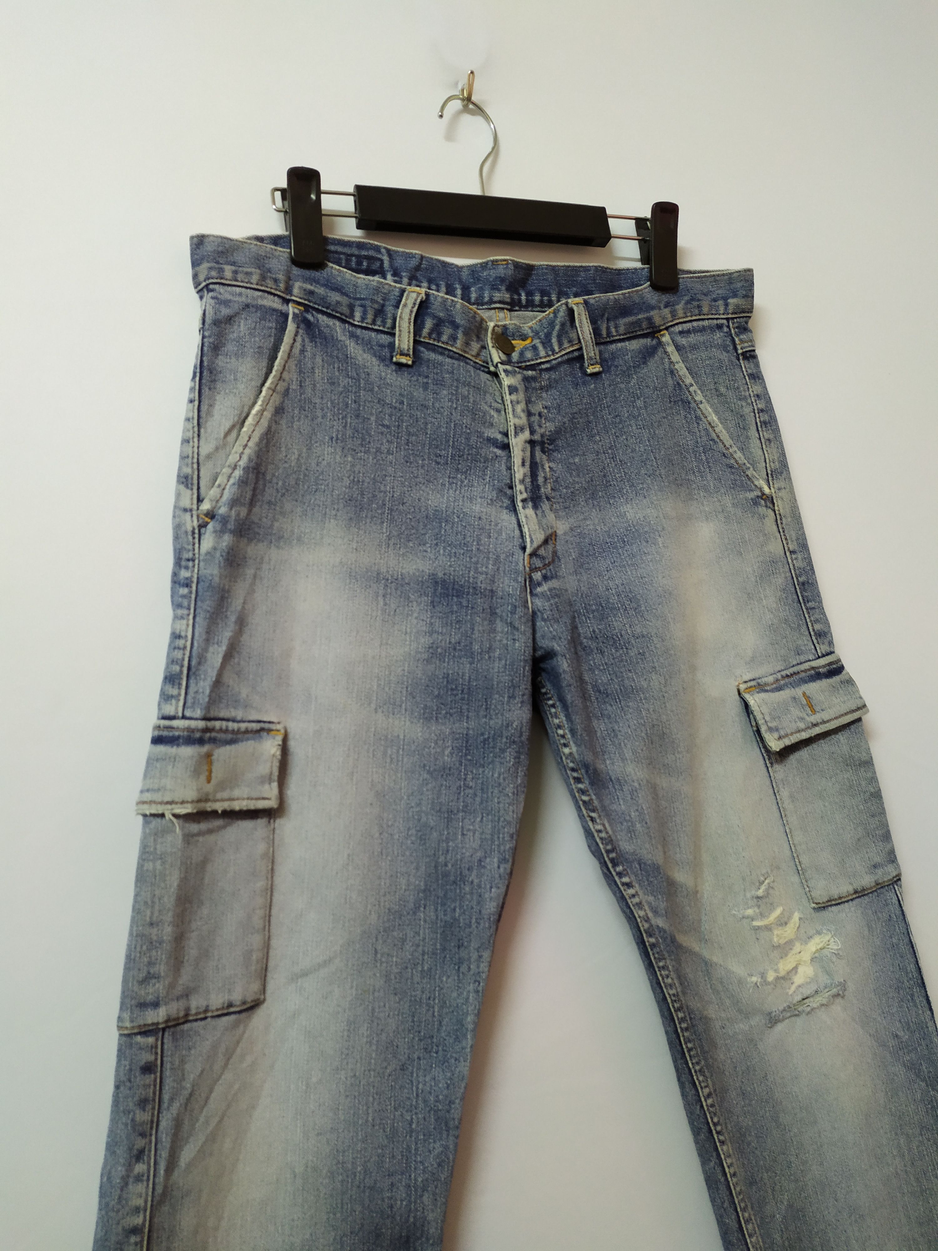 Japanese Brand VINTAGE GL FADED DISTRESSED JEANS CARGO PANTS Size US 32 / EU 48 - 4 Thumbnail