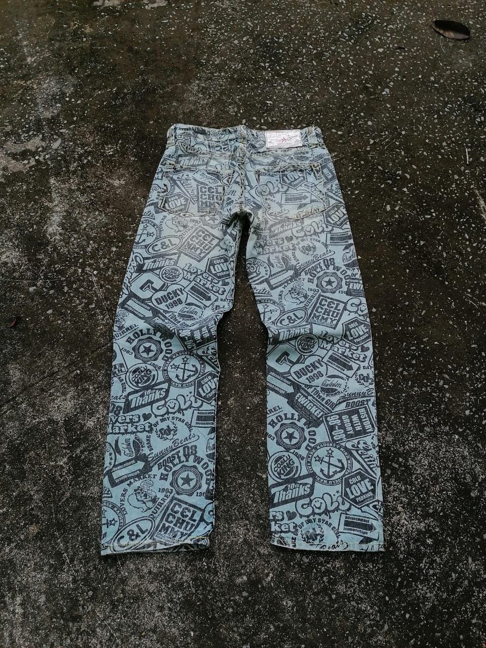 Other Co & Lu Allover Print Denim Jeans Size US 32 / EU 48 - 2 Thumbnail