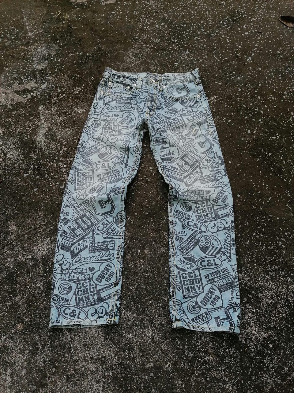 Other Co & Lu Allover Print Denim Jeans Size US 32 / EU 48 - 1 Thumbnail