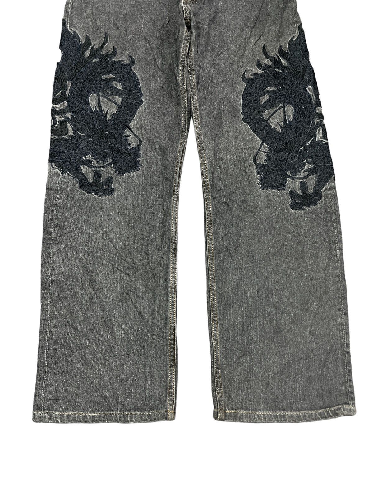 Japanese Brand GRAIL🔥EMBROIDERY DOUBLE DRAGON MAFIA DENIM PANTS Size US 30 / EU 46 - 4 Thumbnail