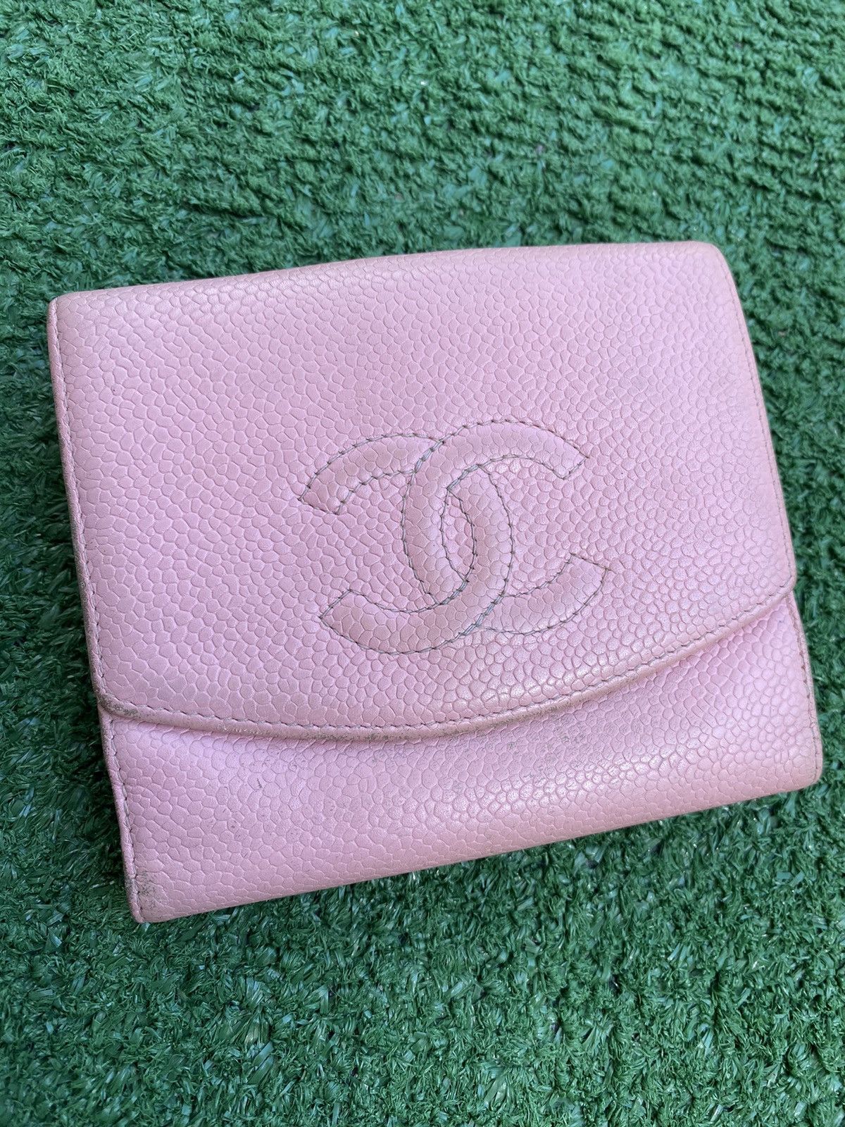 Chanel CC caviar leather bifold wallet Grailed