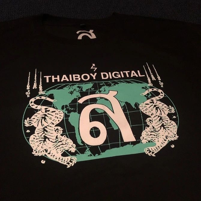image of Thaiboy Digital For Drain Gang Tiger Sg14 Album Tee Shirt in Black/Green, Men's (Size XL)