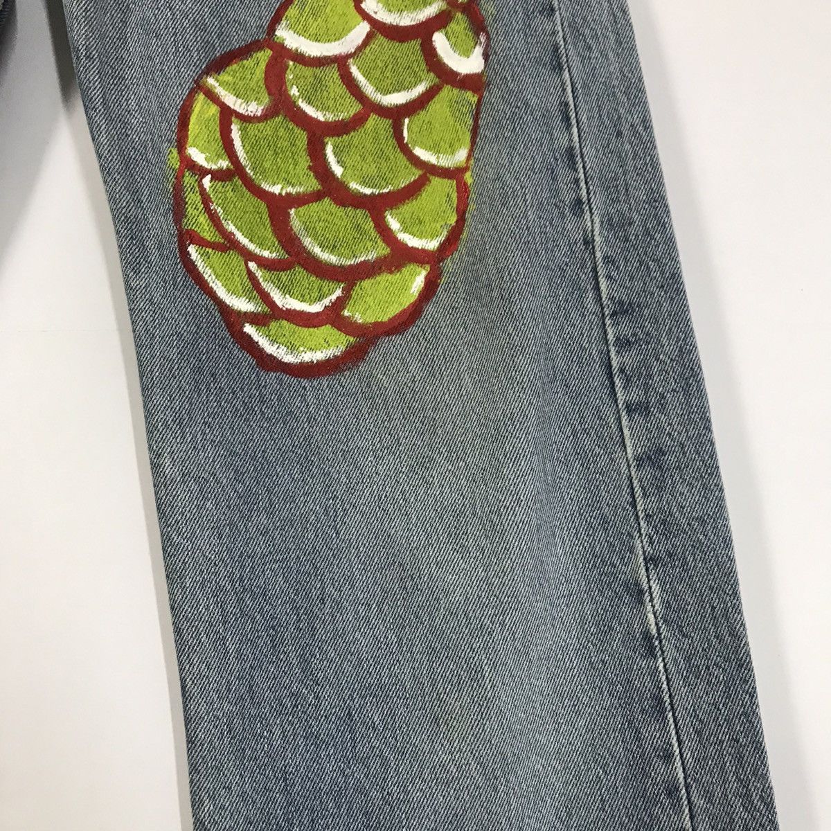 Levi's Vintage Clothing 90 Levi’s 501 Daicock koi Scales Custom Denim pants Size US 29 - 5 Thumbnail