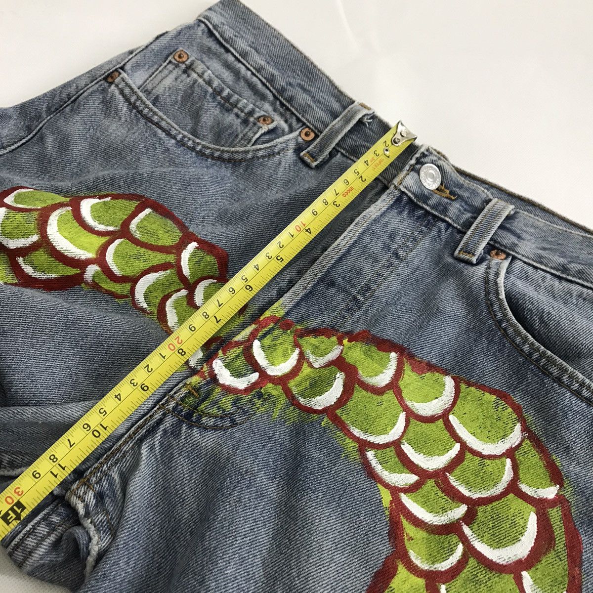 Levi's Vintage Clothing 90 Levi’s 501 Daicock koi Scales Custom Denim pants Size US 29 - 11 Thumbnail