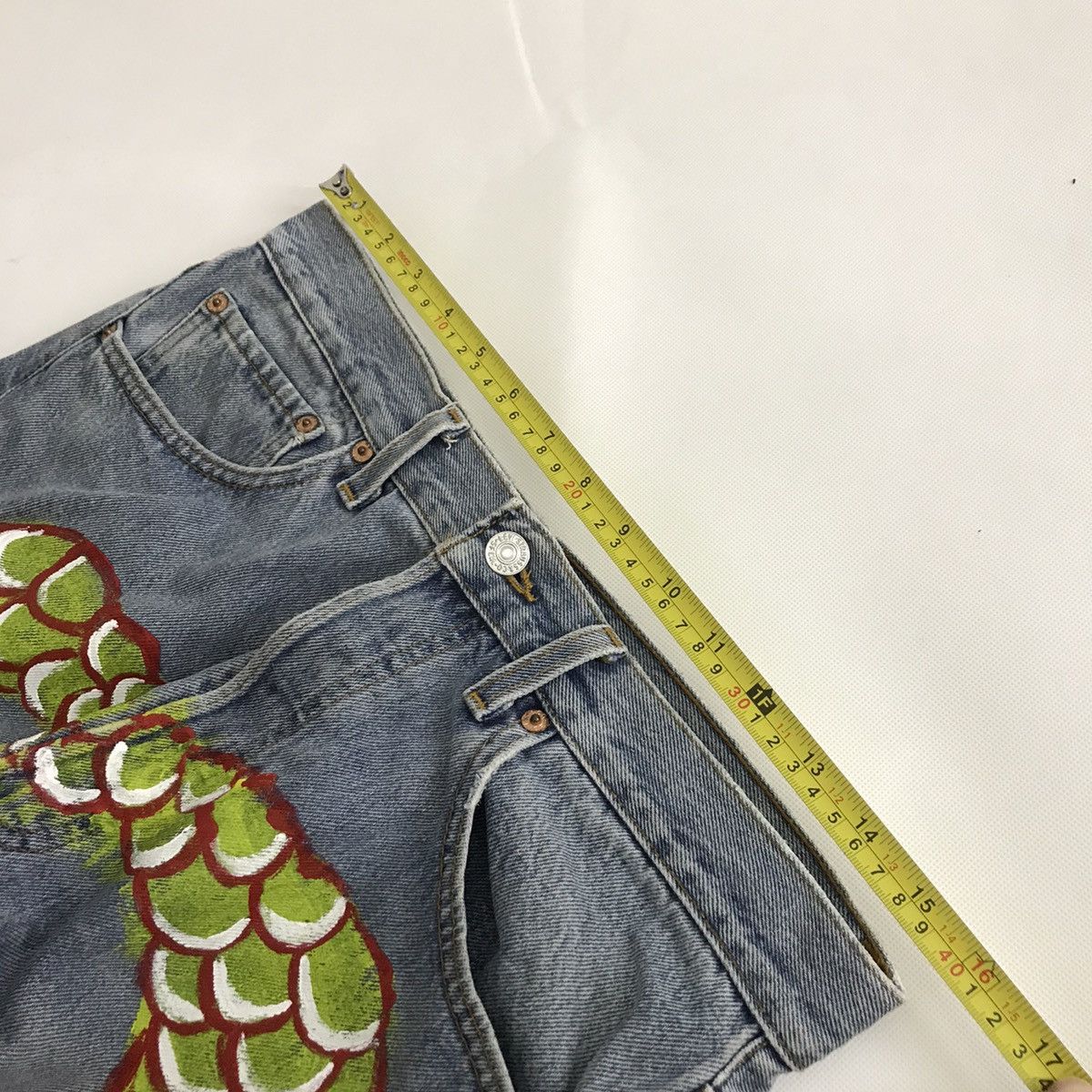 Levi's Vintage Clothing 90 Levi’s 501 Daicock koi Scales Custom Denim pants Size US 29 - 10 Thumbnail