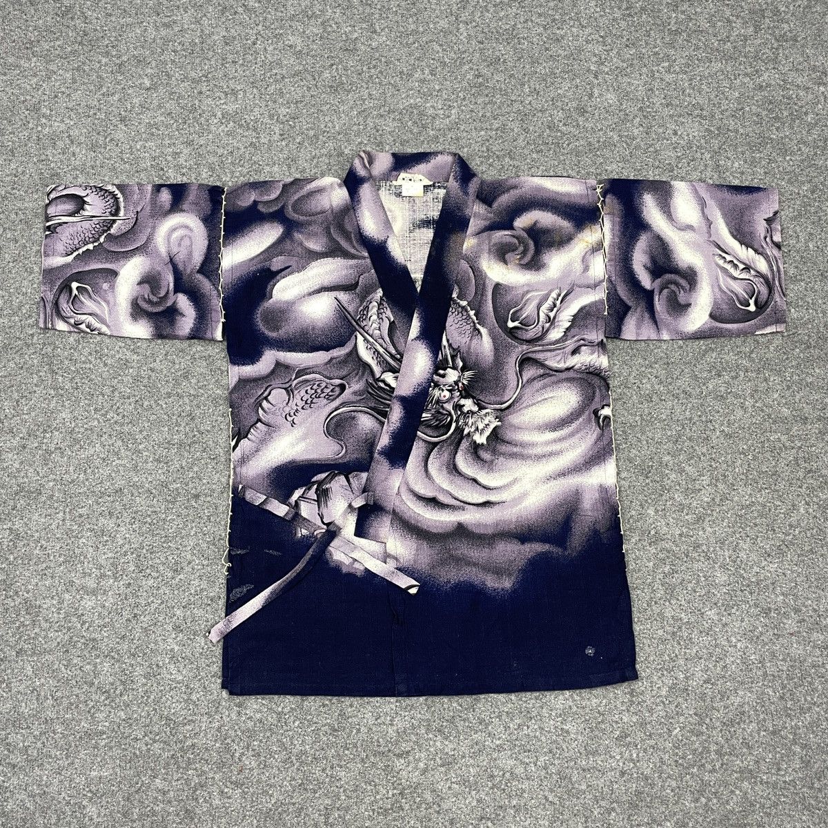 Japanese Traditional Distressed Kimono Dragon Big Logo