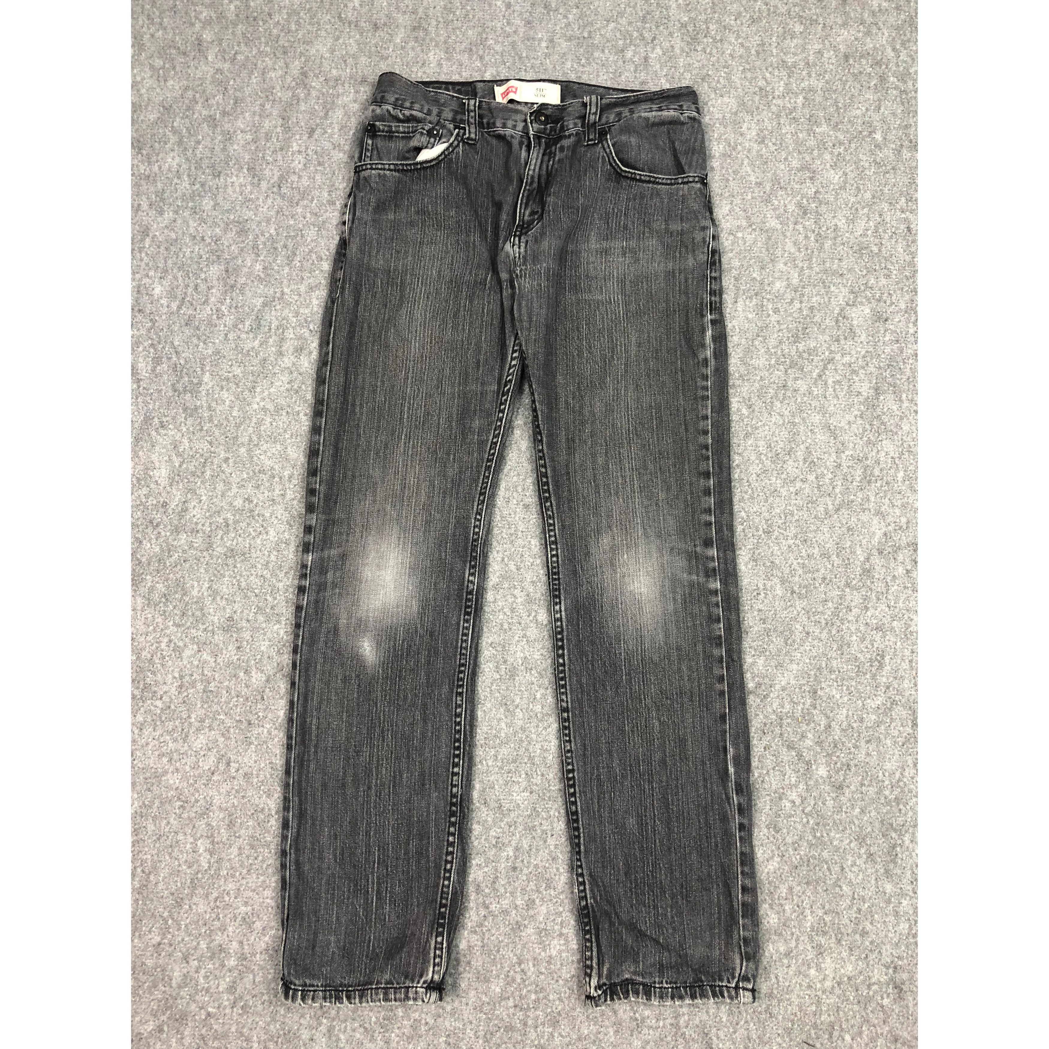 image of Sun Faded Levis 511 Super Black Skinny Jeans, Men's (Size 28)