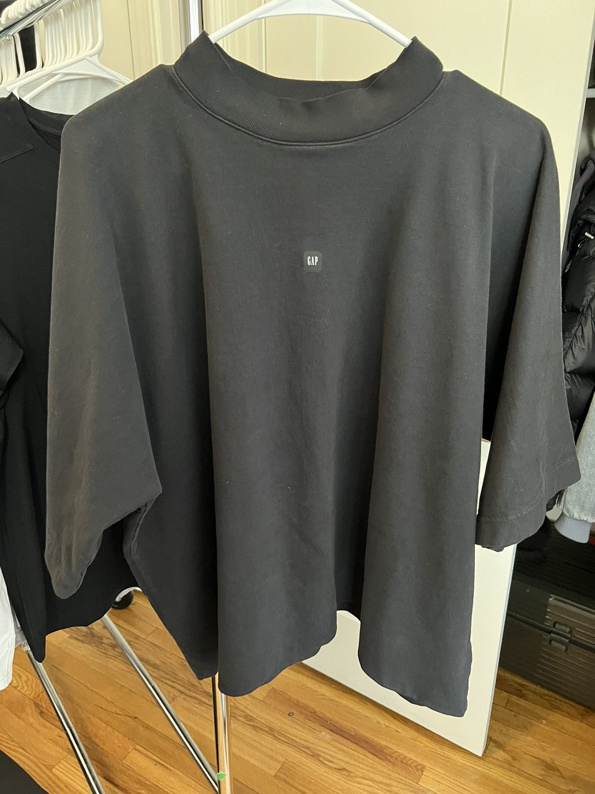 image of Yeezy Gap Balenciaga Logo No Seam Tee in Black, Men's (Size XS)