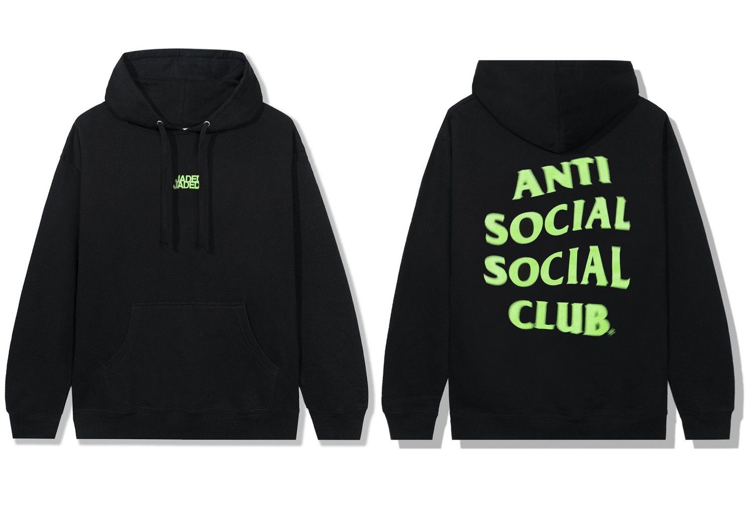 image of Anti Social Social Club Ds Ss21 Green Assc Jaded Nowadays Black Hoodie Bape Kith, Men's (Size Small