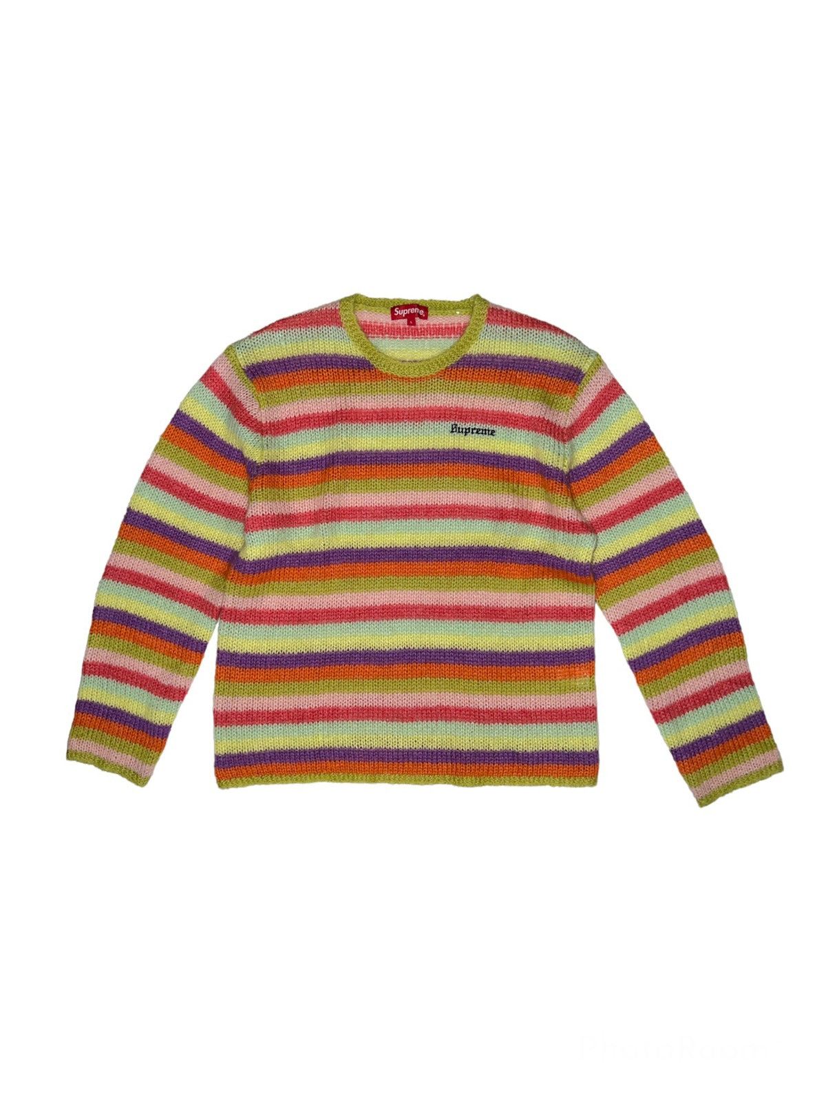 image of Supreme Stripe Mohair Sweater in Black, Men's (Size Large)