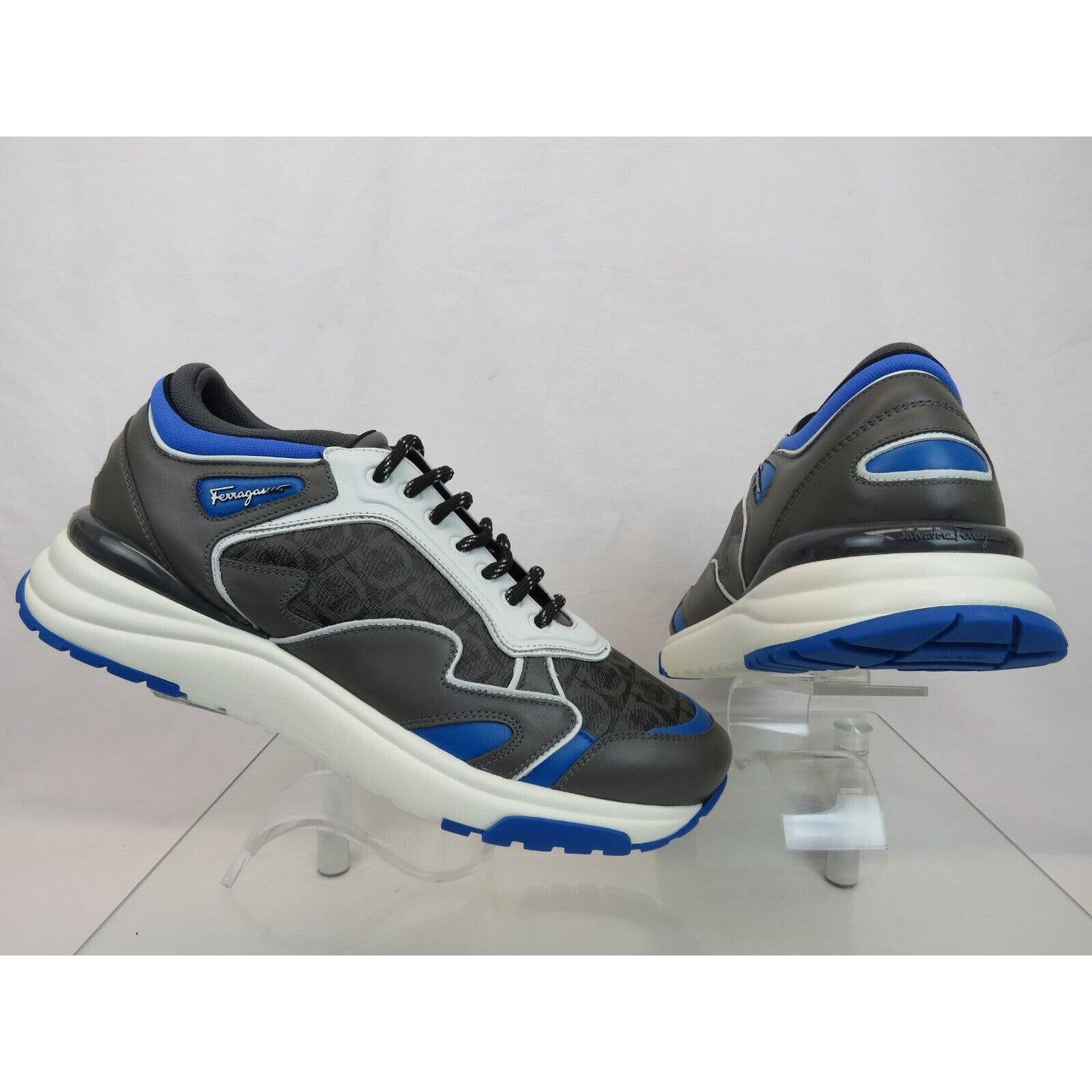 THUNDERNOW GRAY BLUE WHITE LEATHER GANCINI SNEAKERS 12 ITALY