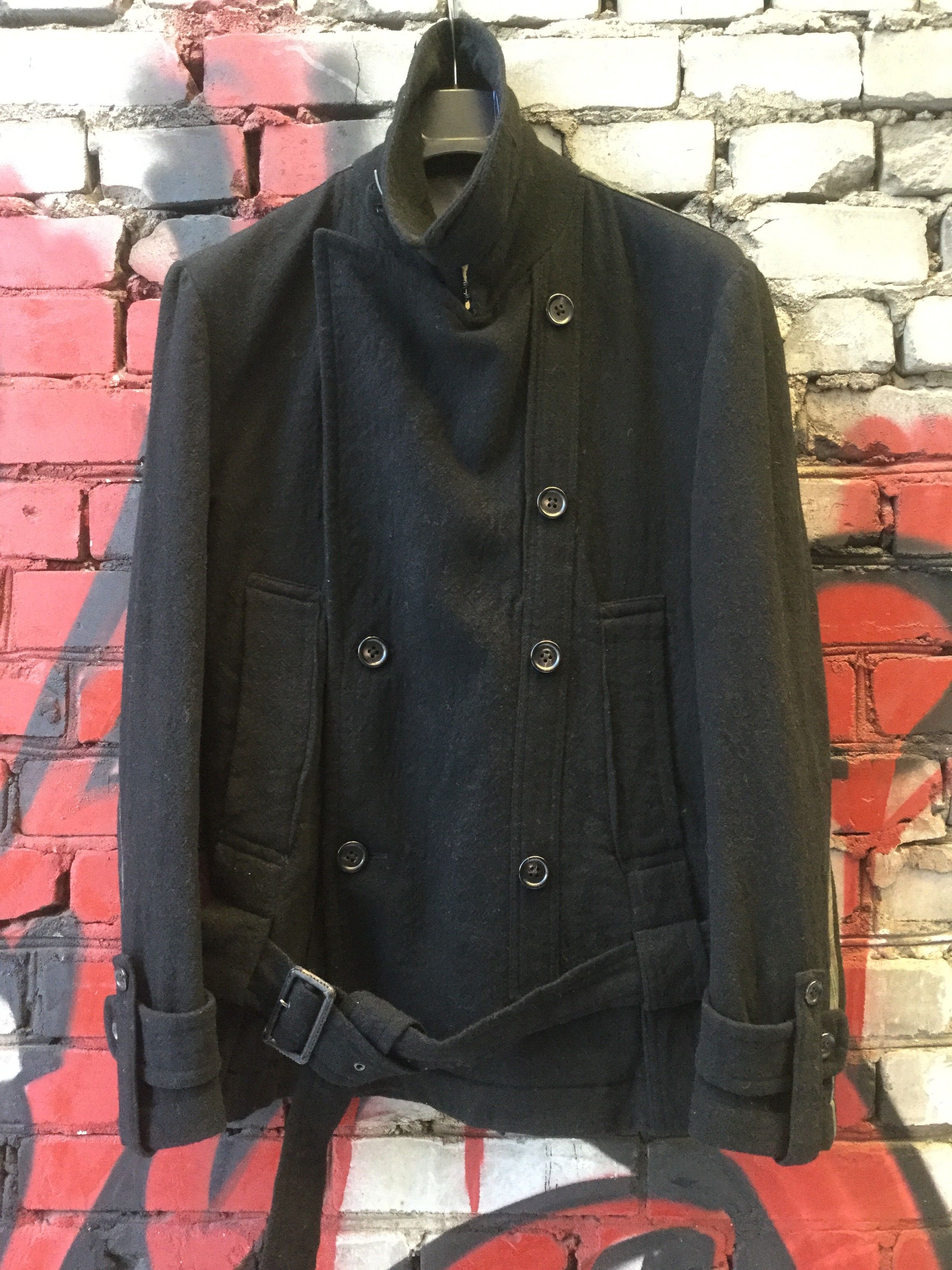Pre-owned Yohji Yamamoto New Y's Black/checked Wool/nylon/cupro Asymmetric Blazer