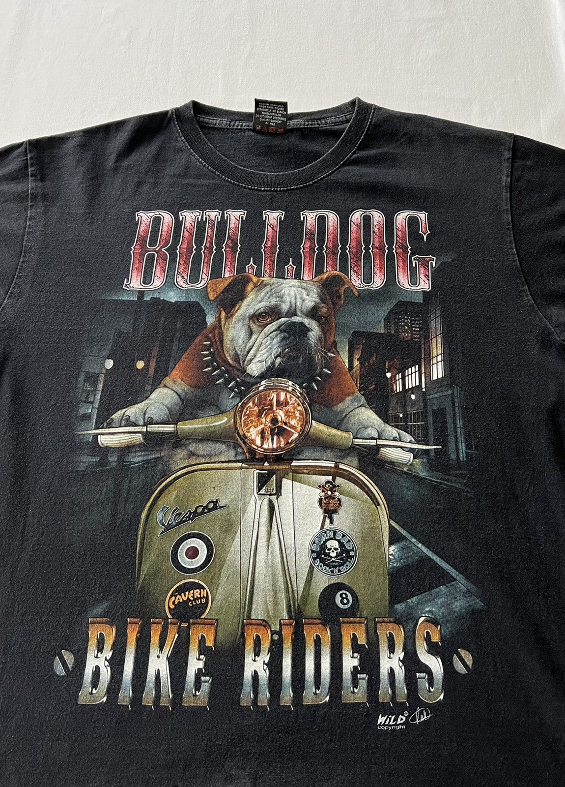 Band Tees Vintage 90s Bulldog Bike Riders Wild Dog Faded Black Tee Size US L / EU 52-54 / 3 - 4 Thumbnail