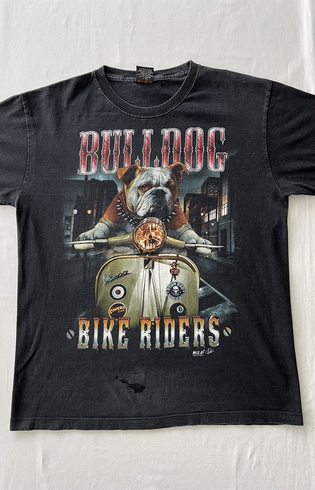 Band Tees Vintage 90s Bulldog Bike Riders Wild Dog Faded Black Tee Size US L / EU 52-54 / 3 - 3 Thumbnail