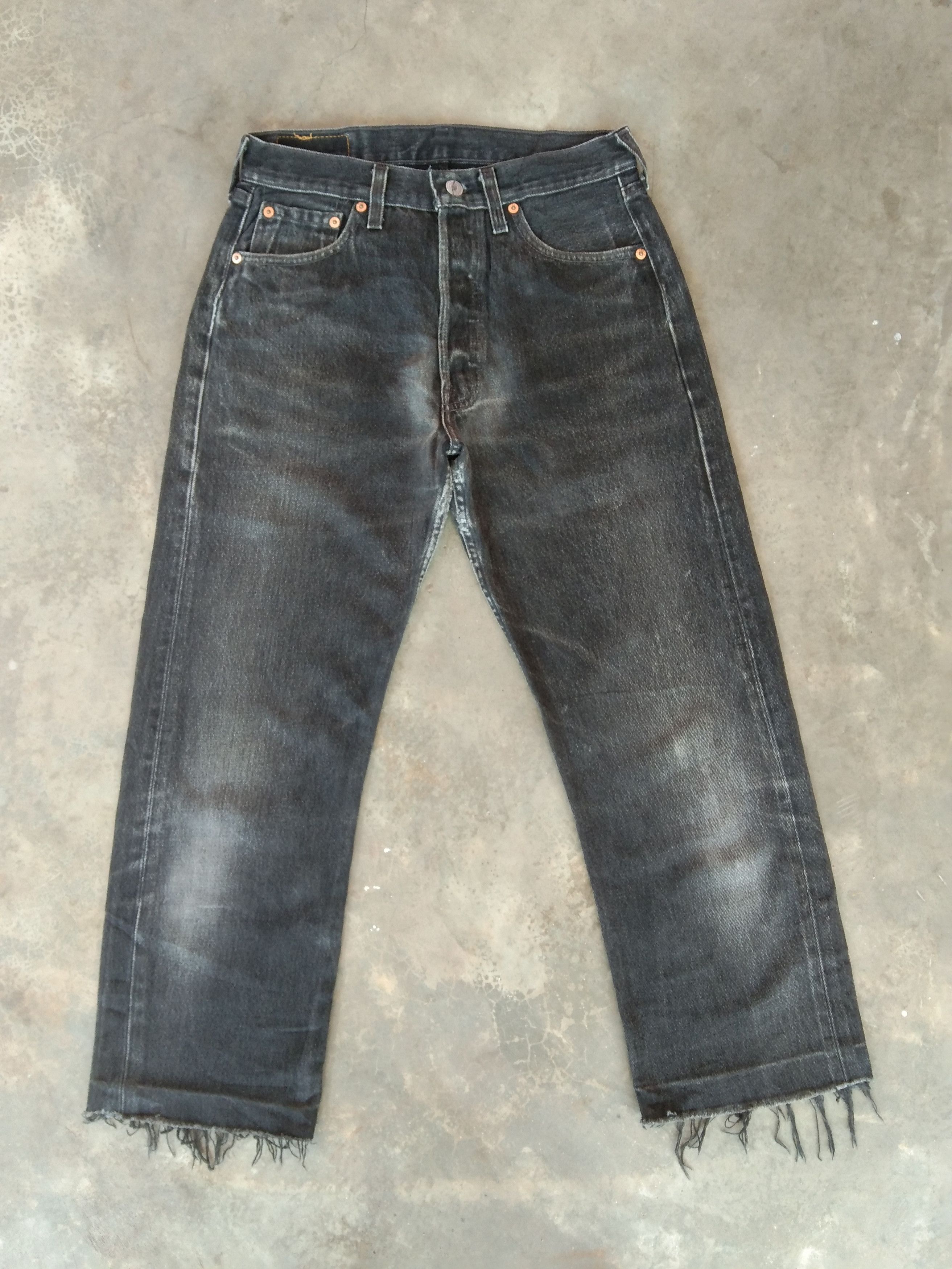 Levi's 90s Vintage Levi's 501 Made In USA Cropped Distressed Jeans Size US 29 - 1 Thumbnail