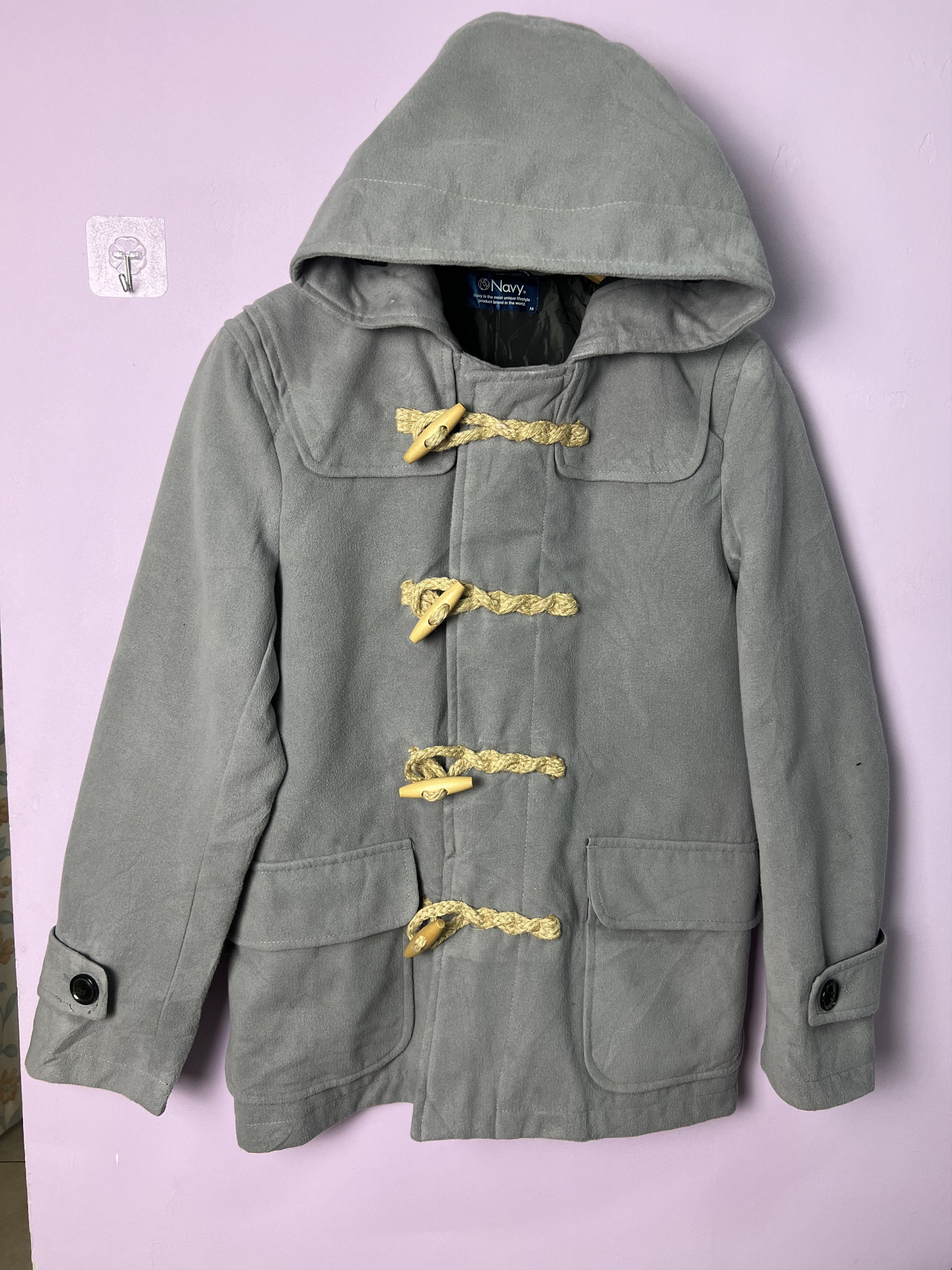 image of Designer Navy Duffle Coats in Grey, Women's (Size Medium)